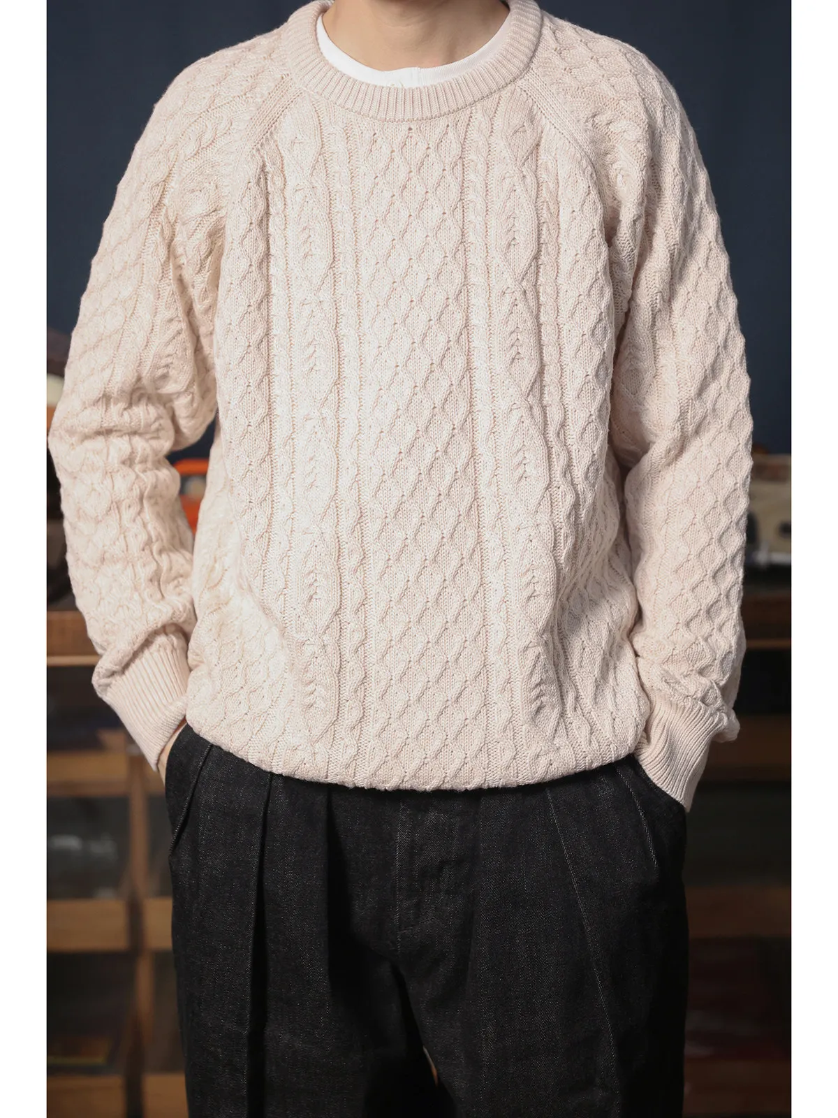 Twisted Sweater British Retro Thick Needle Cable Knit Wool Blend Fisherman Crew Neck Sweater
Twisted Sweater British Retro Thick Needle Cable Knit Wool Blend Fisherman Crew Neck Sweater