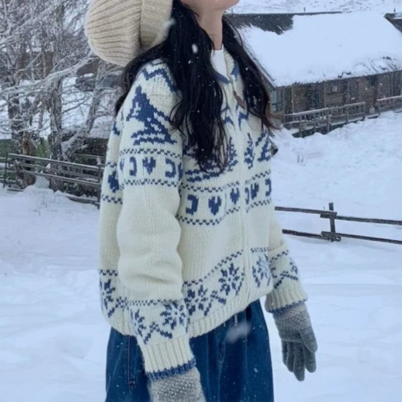 Women Fair Isle Sweater Chunky Knit Collared Zip-up Jacket Cozy Cardigan Teen-girl Fall Winter Streetwear Outfit
Women Fair Isle Sweater Chunky Knit Collared Zip-up Jacket Cozy Cardigan Teen-girl Fall Winter Streetwear Outfit