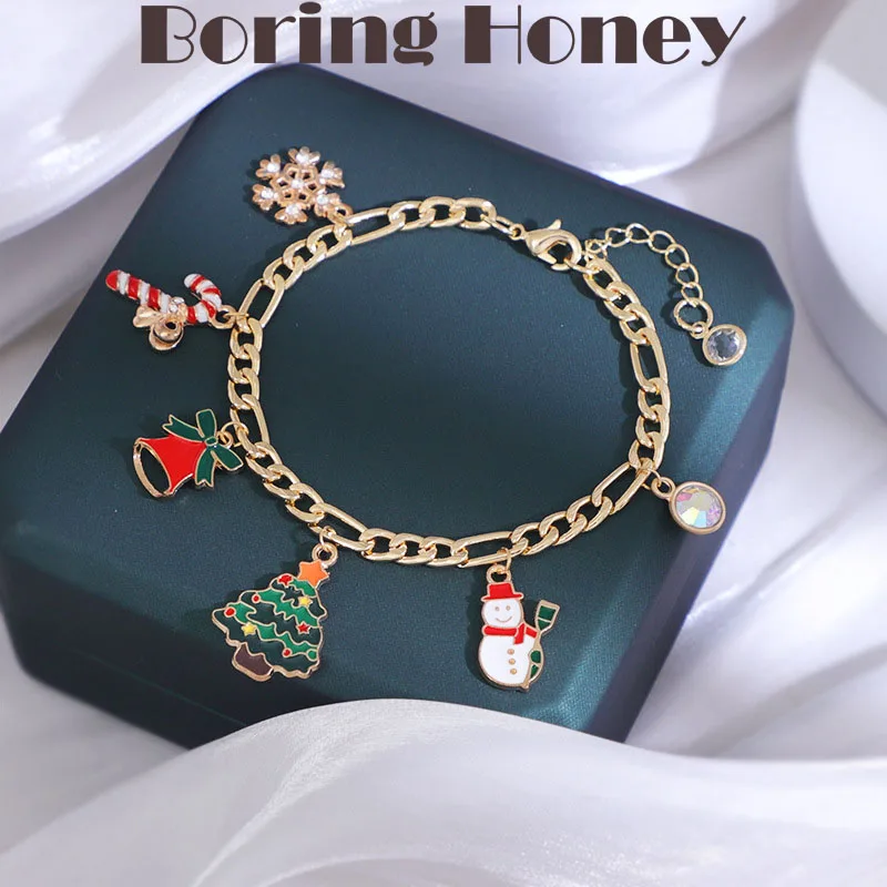 Boring Honey New Christmas Tree Crutches Snowman Snowflake Bells Christmas Elements Accessories Bracelet Stainless Steel Jewelry
Boring Honey New Christmas Tree Crutches Snowman Snowflake Bells Christmas Elements Accessories Bracelet Stainless Steel Jewelry
