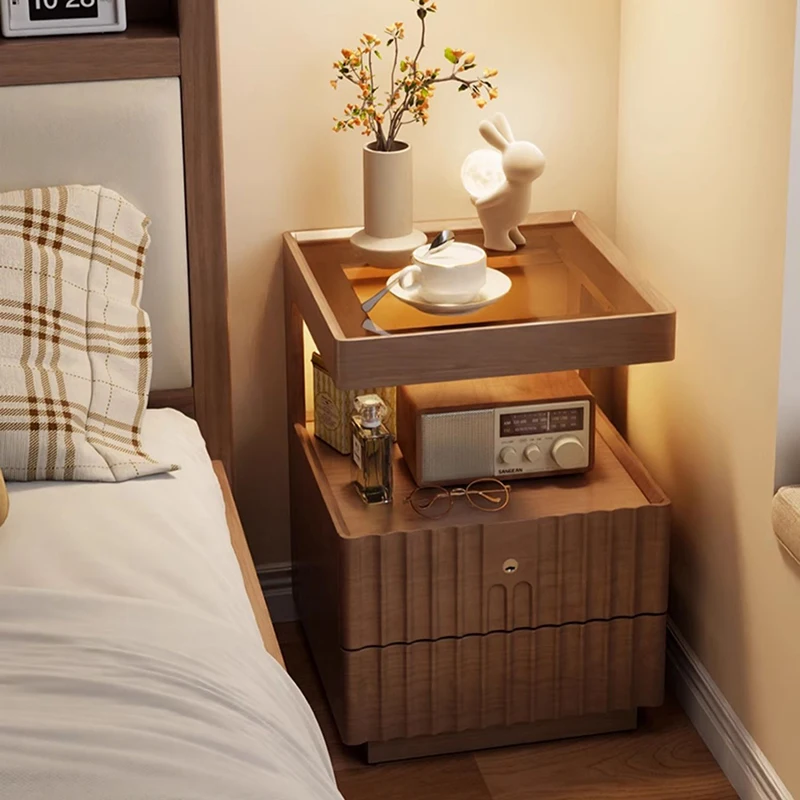 Drawer Sensor Lights Nightstand Glass Wood Cute Locking Hotel Bedside Table Bedroom Small Italian Mesa De Noche Home Furniture
Drawer Sensor Lights Nightstand Glass Wood Cute Locking Hotel Bedside Table Bedroom Small Italian Mesa De Noche Home Furniture
