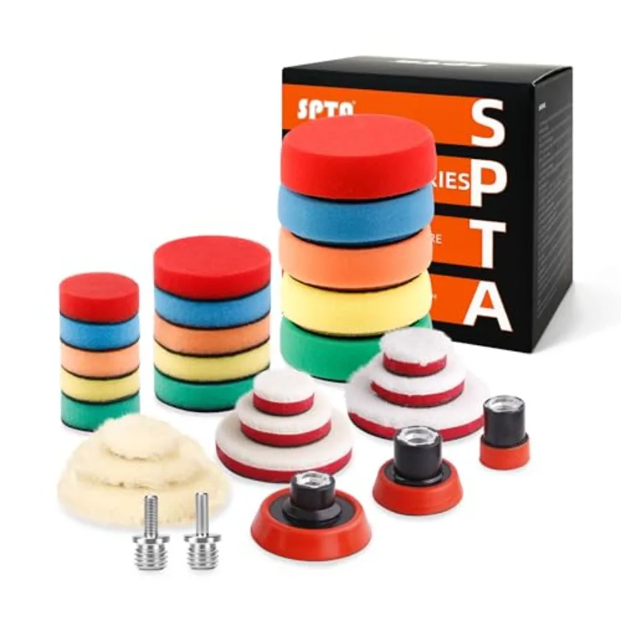 29pcs Drill Buffing Pad Detail Polishing Pad Mix Size Kit with 5/8-11 Thread Backing pad and Adapters for Car Sanding, Polishin
29pcs Drill Buffing Pad Detail Polishing Pad Mix Size Kit with 5/8-11 Thread Backing pad and Adapters for Car Sanding, Polishin