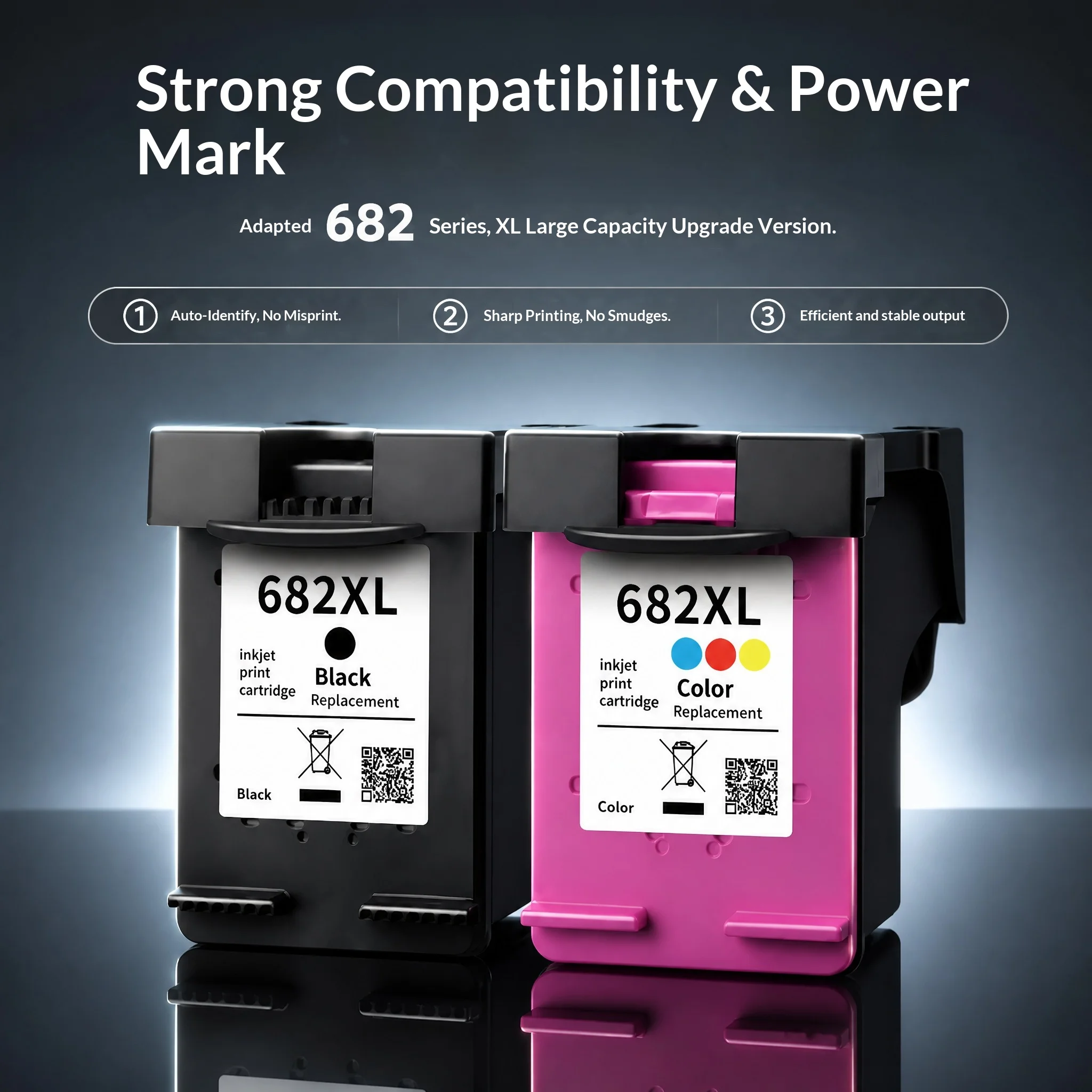 Compatible with Hp 682xl Ink Cartridges: Black, Color, 2775, 2776, 2777, 2778, 2779, 1216 Ink Cartridges (Color and Black 682xl)
Compatible with Hp 682xl Ink Cartridges: Black, Color, 2775, 2776, 2777, 2778, 2779, 1216 Ink Cartridges (Color and Black 682xl)