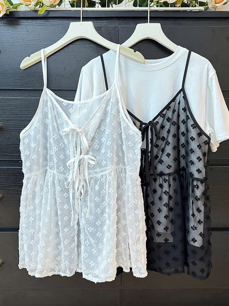 Dongda Gate Summer Women's Lace Cover up Vest Knot Belted Polka Dot See tough Tank Top Korean Sle Loose Fit
Dongda Gate Summer Women's Lace Cover up Vest Knot Belted Polka Dot See tough Tank Top Korean Sle Loose Fit