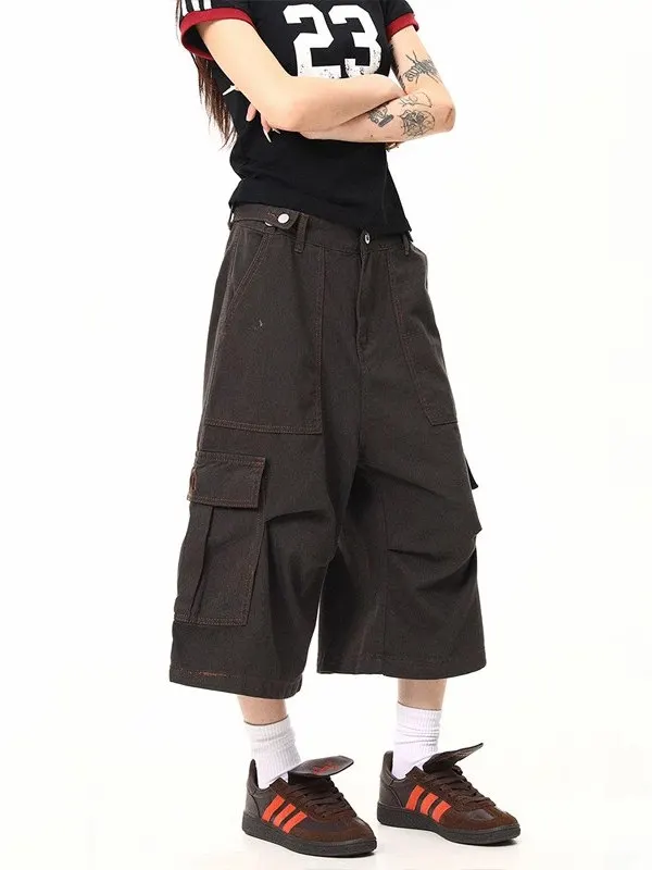 American Retro Multi-ket Workwear Seven-Quarter orts Summer New Design Casual Wide Leg Mid-Pants Trendy Straight Tube
American Retro Multi-ket Workwear Seven-Quarter orts Summer New Design Casual Wide Leg Mid-Pants Trendy Straight Tube