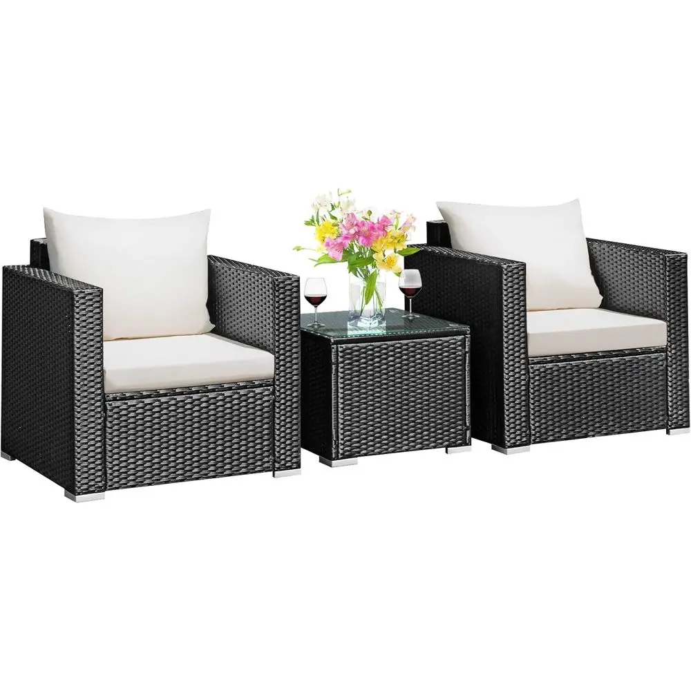 3 Pieces Patio urniture Set, PE Rattan Wicker Soa Set w/Washable Cushion and Tempered Glass Tabletop, Outdoor Contion urniture o
3 Pieces Patio urniture Set, PE Rattan Wicker Soa Set w/Washable Cushion and Tempered Glass Tabletop, Outdoor Contion urniture o