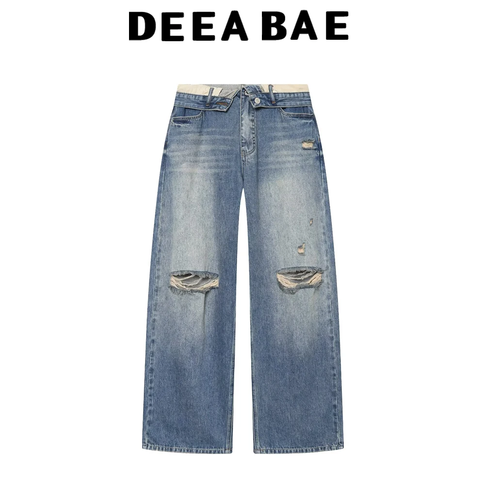 DEEABAE Summer New Product Women's Fashion Versatile Broken Hole Waist Water Washed Casual Flanged Jeans
DEEABAE Summer New Product Women's Fashion Versatile Broken Hole Waist Water Washed Casual Flanged Jeans