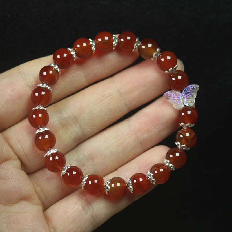 Red Agate 8mm Buddha Bracelet with Butterfly Accessories, Women's Simple Buddhist Prayer Bead Jewelry
Red Agate 8mm Buddha Bracelet with Butterfly Accessories, Women's Simple Buddhist Prayer Bead Jewelry