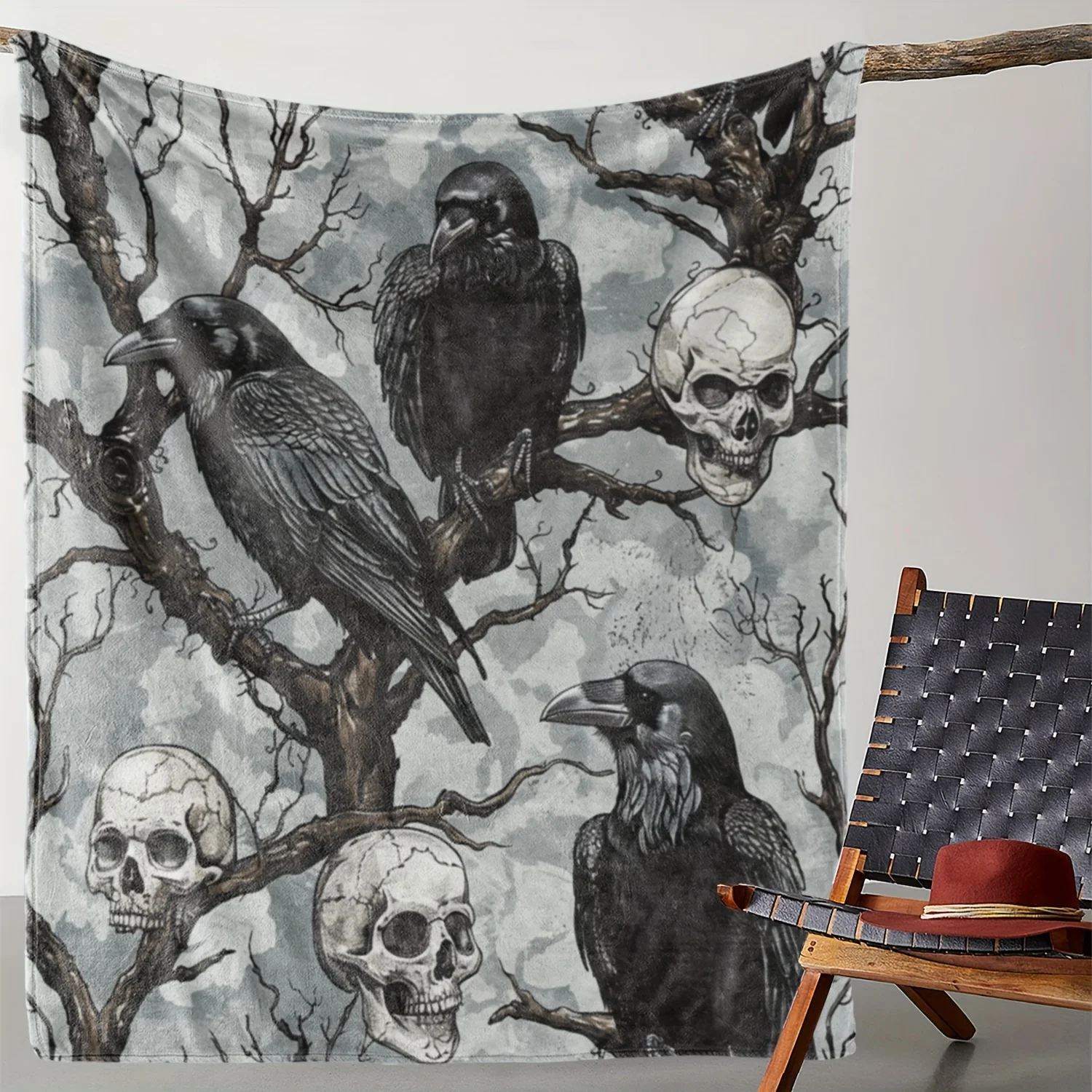 Vintage Halloween Skull & Black Crow Flannel Throw Blanket - Soft, Warm, and Cozy for Couch, Bed, Car, Office, Camping
Vintage Halloween Skull & Black Crow Flannel Throw Blanket - Soft, Warm, and Cozy for Couch, Bed, Car, Office, Camping
