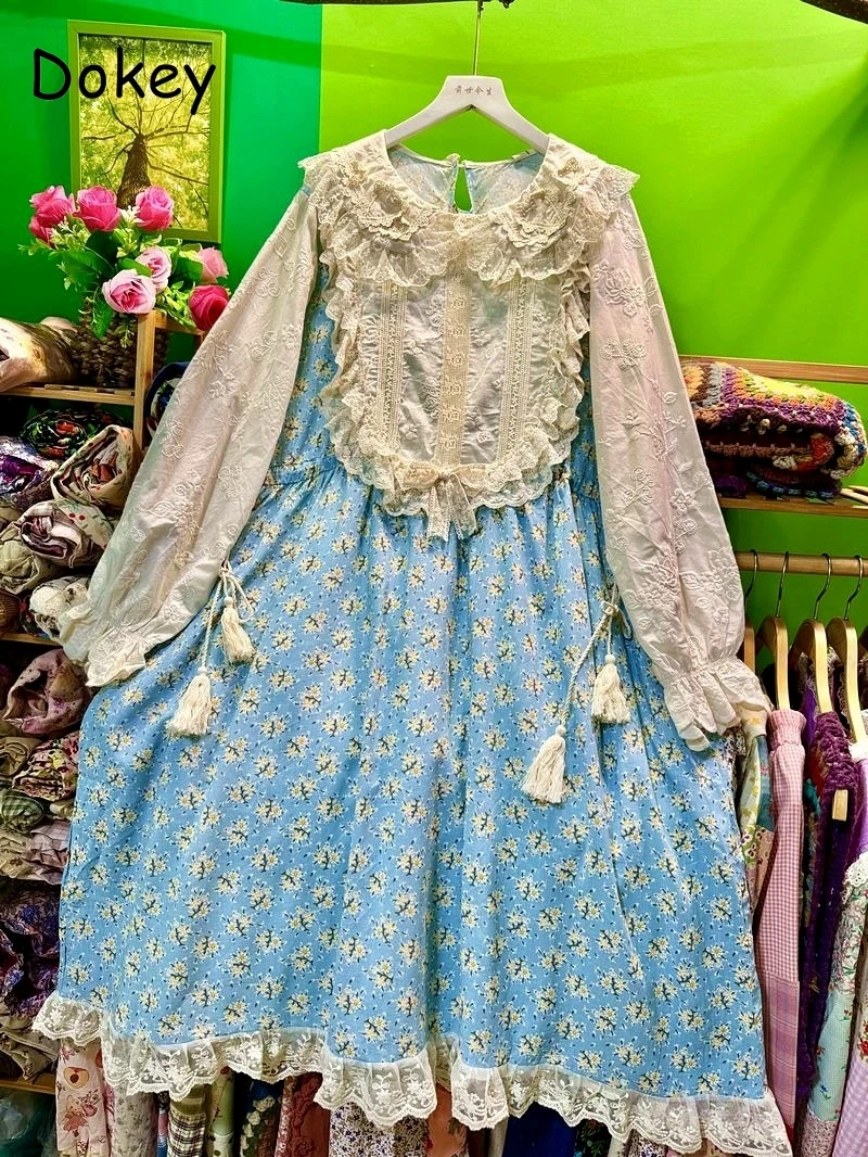 Винтажное лоскутное платье с цветочной вышивкой, женское осеннее японское платье с оборками и воротником Питера Пэна на шнуровке, свободное хлопковое льняное длинное платье
Винтажное лоскутное платье с цветочной вышивкой, женское осеннее японское платье с оборками и воротником Питера Пэна на шнуровке, свободное хлопковое льняное длинное платье