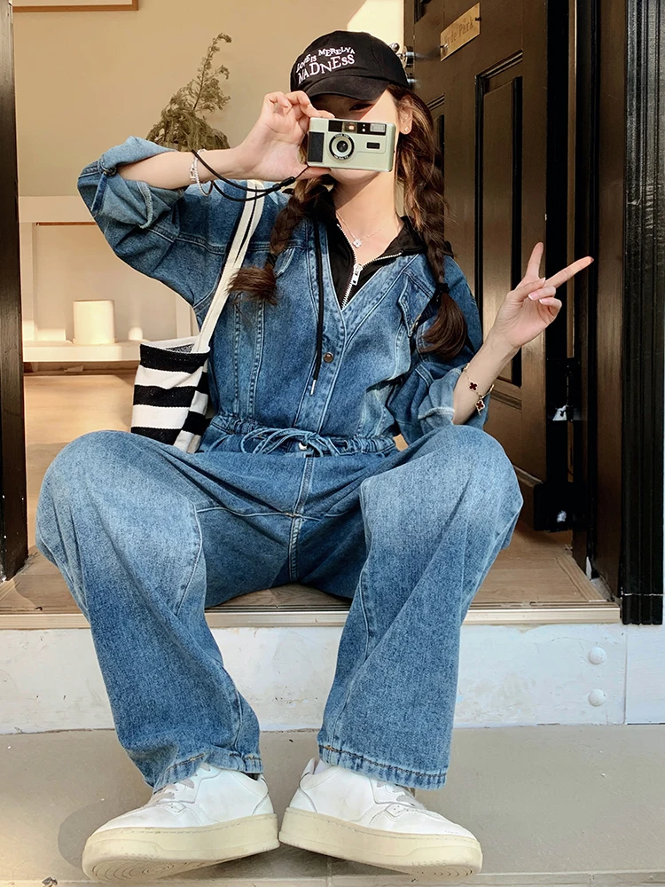 American Retro Casual Workwear Denim Overalls Women's Spring Autumn Trendy Haome Neutral Long Pants High Waist Straight Leg
American Retro Casual Workwear Denim Overalls Women's Spring Autumn Trendy Haome Neutral Long Pants High Waist Straight Leg