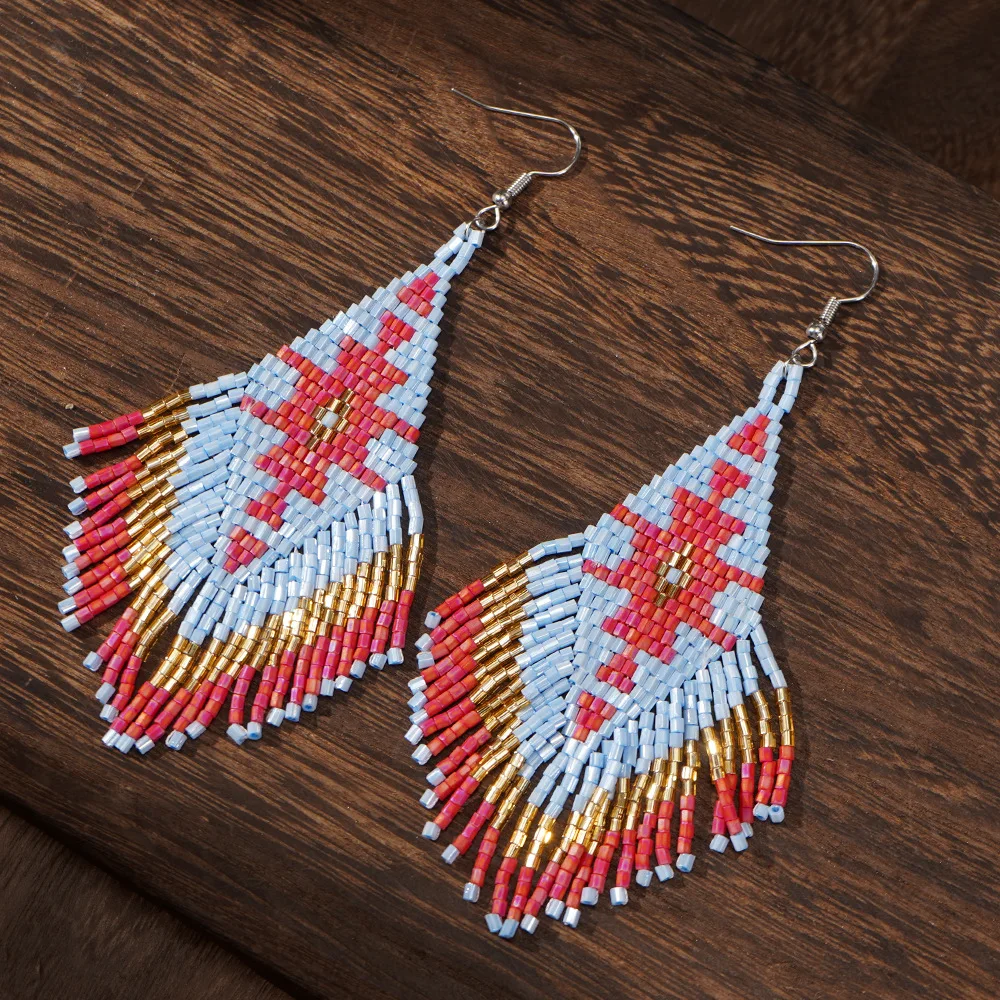 Beaded earrings Tassel Geometry Bohemia Design Simple Hand knitting Fashion Simple Alloy Versatile Female Rice bead earrings
Beaded earrings Tassel Geometry Bohemia Design Simple Hand knitting Fashion Simple Alloy Versatile Female Rice bead earrings