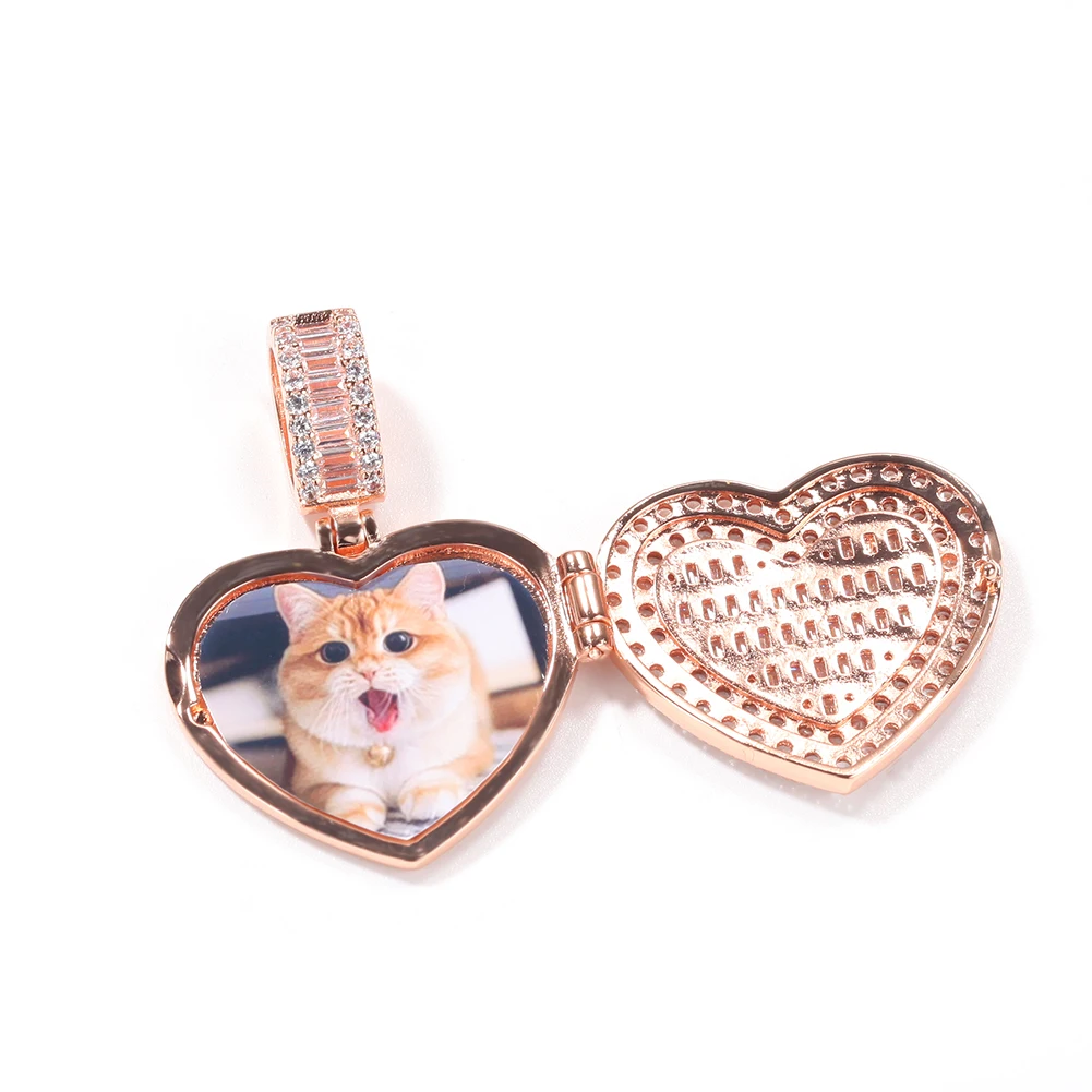 Uwin Baguettecz Heart Shape Custom Photo Pendant Engrave Name Flip Heart Fashion Jewelry for Valentine's Day Memorable Gift
Uwin Baguettecz Heart Shape Custom Photo Pendant Engrave Name Flip Heart Fashion Jewelry for Valentine's Day Memorable Gift