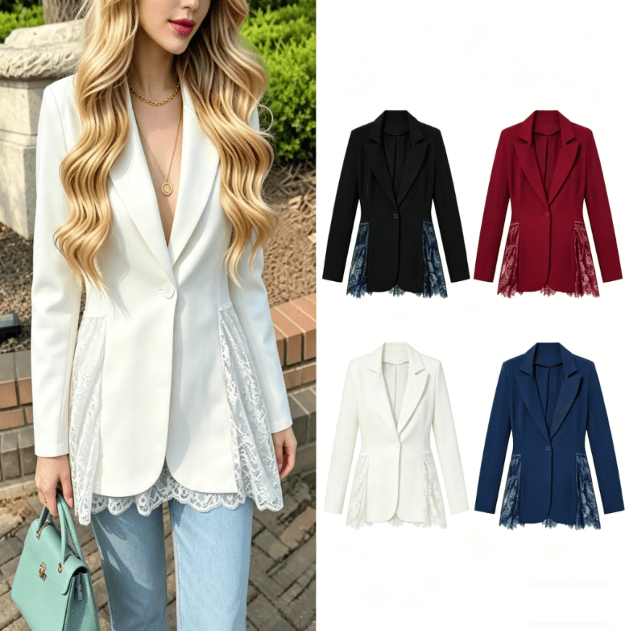 2026 Women's Lace Blazer Structured Slim Fit Single Button Shoulder Pads Office Lady Suit Jacket Long Sleeve Chic Blazer
2026 Women's Lace Blazer Structured Slim Fit Single Button Shoulder Pads Office Lady Suit Jacket Long Sleeve Chic Blazer