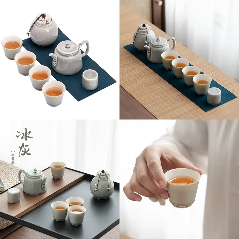 【CHIMU HOME】Ice Gray Smoky Gray Glazed Porcelain Japanese Style Kung Fu Pot and Cups Complete Set
【CHIMU HOME】Ice Gray Smoky Gray Glazed Porcelain Japanese Style Kung Fu Pot and Cups Complete Set