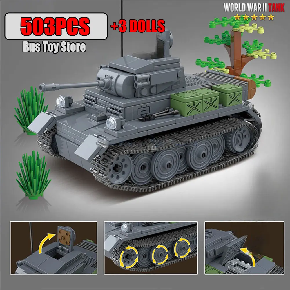 Germany Tank Pz.Kpfw.II Ausf. L Luchs Military Series heavy tank Truck WW2 Tank Building Blocks Bricks Model Set Toys Gifts
Germany Tank Pz.Kpfw.II Ausf. L Luchs Military Series heavy tank Truck WW2 Tank Building Blocks Bricks Model Set Toys Gifts