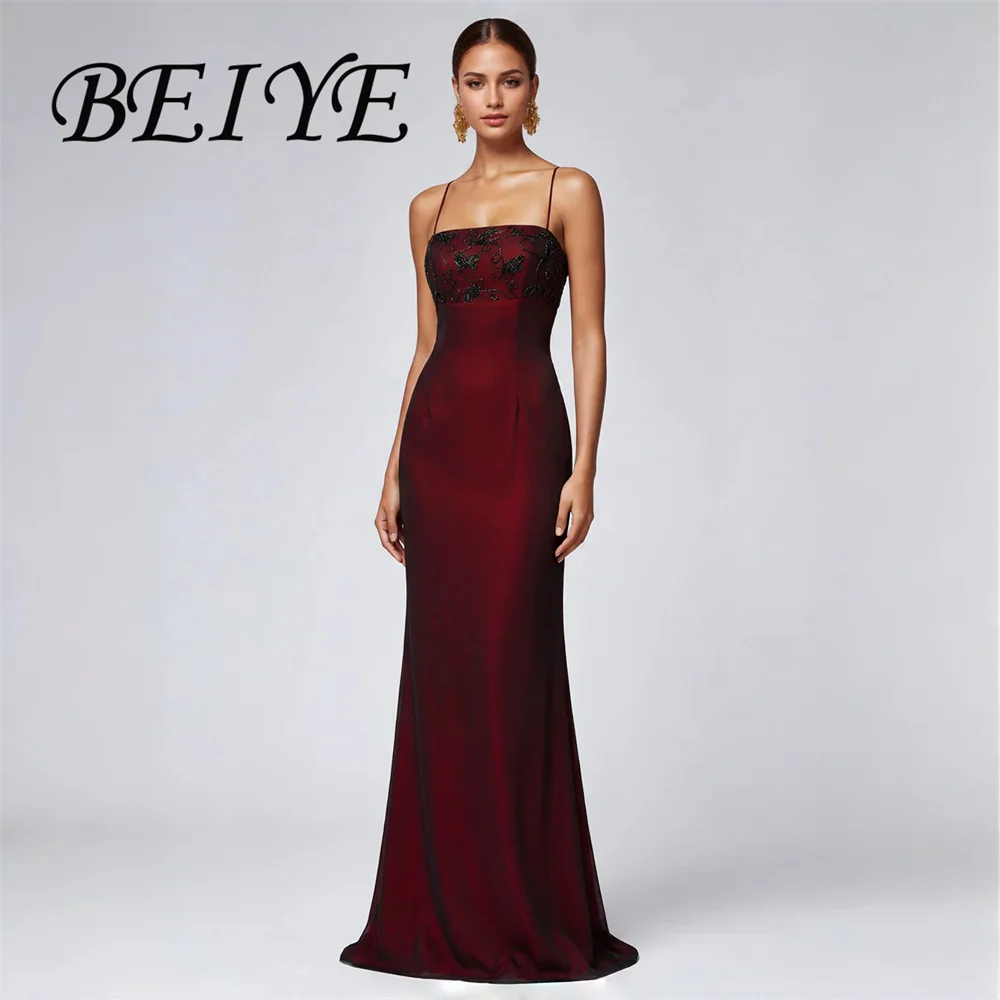 BEIYE Elegant Beading Lace Strapless Spaghetti Strap Backless Mermaid Long Dress Women's Formal Evening Gowns Customized فساتين
BEIYE Elegant Beading Lace Strapless Spaghetti Strap Backless Mermaid Long Dress Women's Formal Evening Gowns Customized فساتين