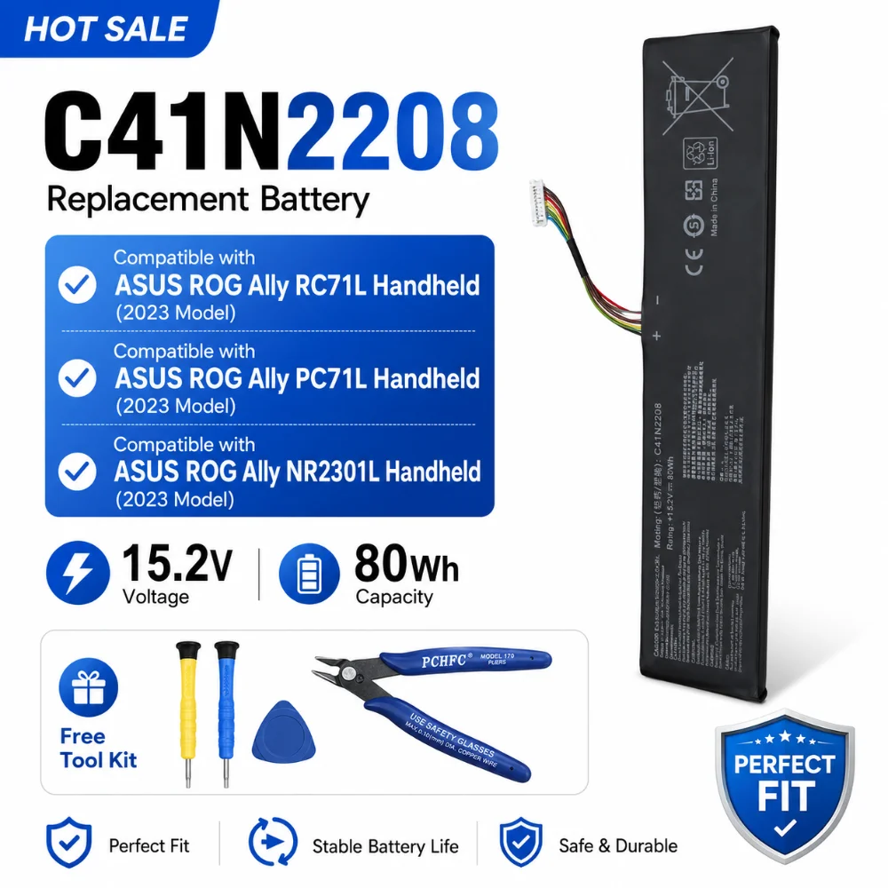 C41N2208 High Capacity of 80Wh Battery for ASUS ROG ALLY Gaming Handheld Series of RC71L/PC71L/NR2301L Free All Tools
C41N2208 High Capacity of 80Wh Battery for ASUS ROG ALLY Gaming Handheld Series of RC71L/PC71L/NR2301L Free All Tools