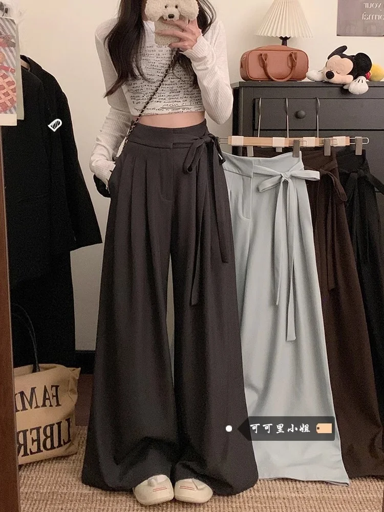 High Waist Drapey Suit Pants Women's Loose Design Casual Wide Leg Pants Floor-Length Trousers Korean Style Spring 2026
High Waist Drapey Suit Pants Women's Loose Design Casual Wide Leg Pants Floor-Length Trousers Korean Style Spring 2026