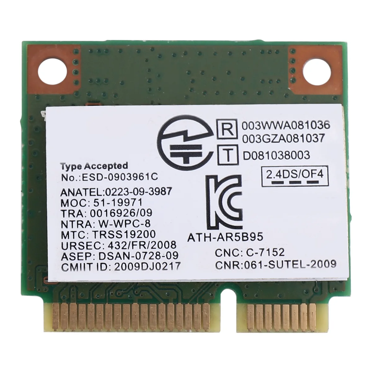 A03V Atheros AR5B95 AR9285 Беспроводная сетевая карта 2,4G 150 Мбит/с PCI-E Встроенная сетевая карта половинной высоты для X230 G460
A03V Atheros AR5B95 AR9285 Беспроводная сетевая карта 2,4G 150 Мбит/с PCI-E Встроенная сетевая карта половинной высоты для X230 G460