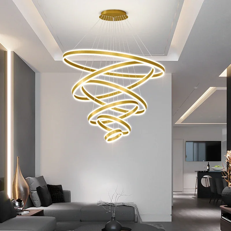 Nordic Ring Led Chandelier Dimmable Up and Down Glow for Staircase Living Room Hanging Lamp Minimalist Decor Lusters Luminaires
Nordic Ring Led Chandelier Dimmable Up and Down Glow for Staircase Living Room Hanging Lamp Minimalist Decor Lusters Luminaires