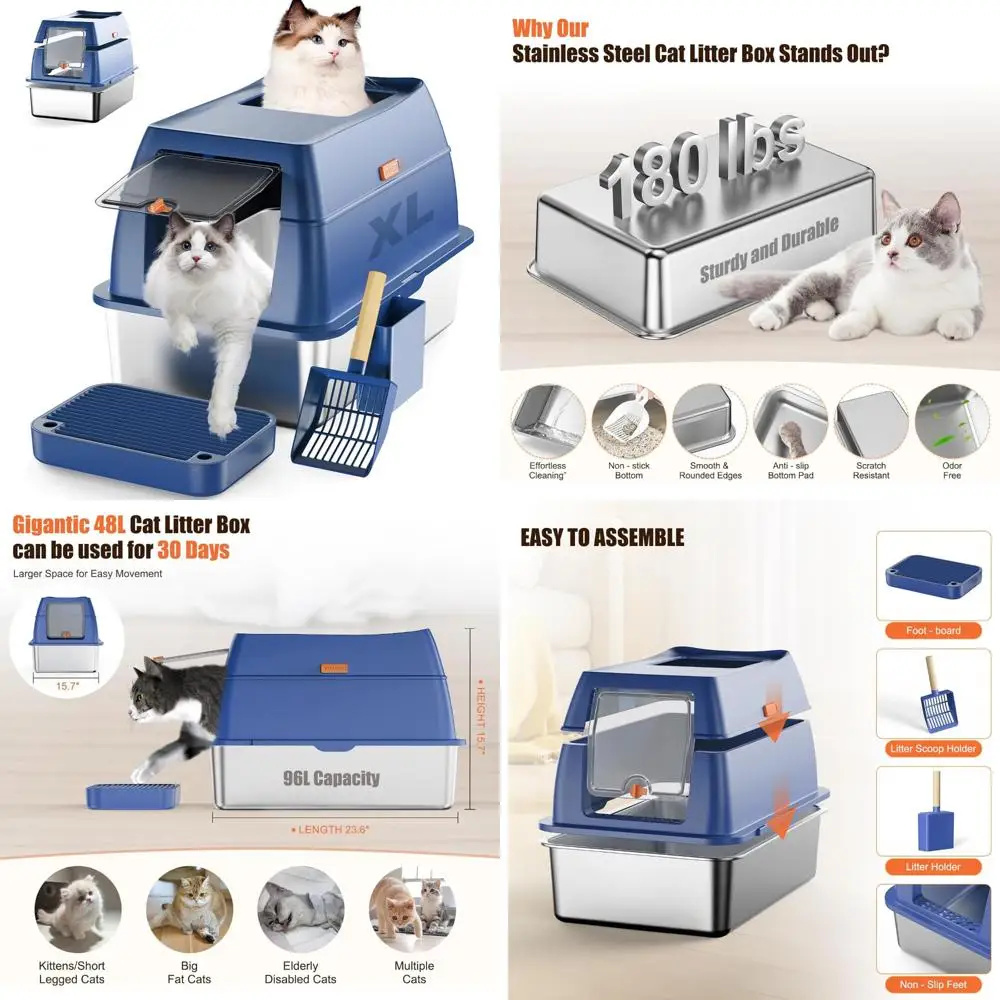 Очень большой ящик для кошачьего туалета из нержавеющей стали с двойным входом, высокими сторонами, крышкой и лопаткой для педали для легкой очистки
Очень большой ящик для кошачьего туалета из нержавеющей стали с двойным входом, высокими сторонами, крышкой и лопаткой для педали для легкой очистки