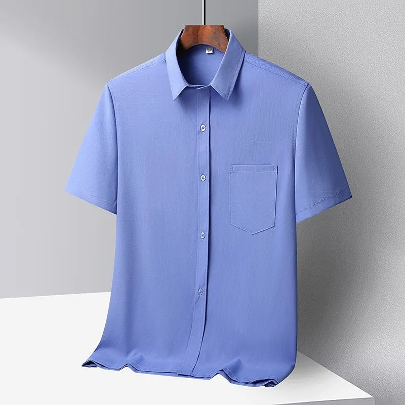 Mens Short Sleeve Button Down Shirt Solid Color Lightweight Breathable Formal Business Tops with Chest Pocket for Office Wear
Mens Short Sleeve Button Down Shirt Solid Color Lightweight Breathable Formal Business Tops with Chest Pocket for Office Wear