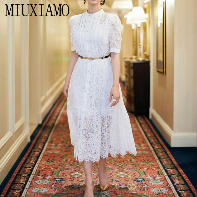 MIUXIMAO 2022 High Quality Spring&Summer Elegant Dress Short Sleeve O-Neck Water Soluble Lace Fashion Long Dress Women Vestides
MIUXIMAO 2022 High Quality Spring&Summer Elegant Dress Short Sleeve O-Neck Water Soluble Lace Fashion Long Dress Women Vestides