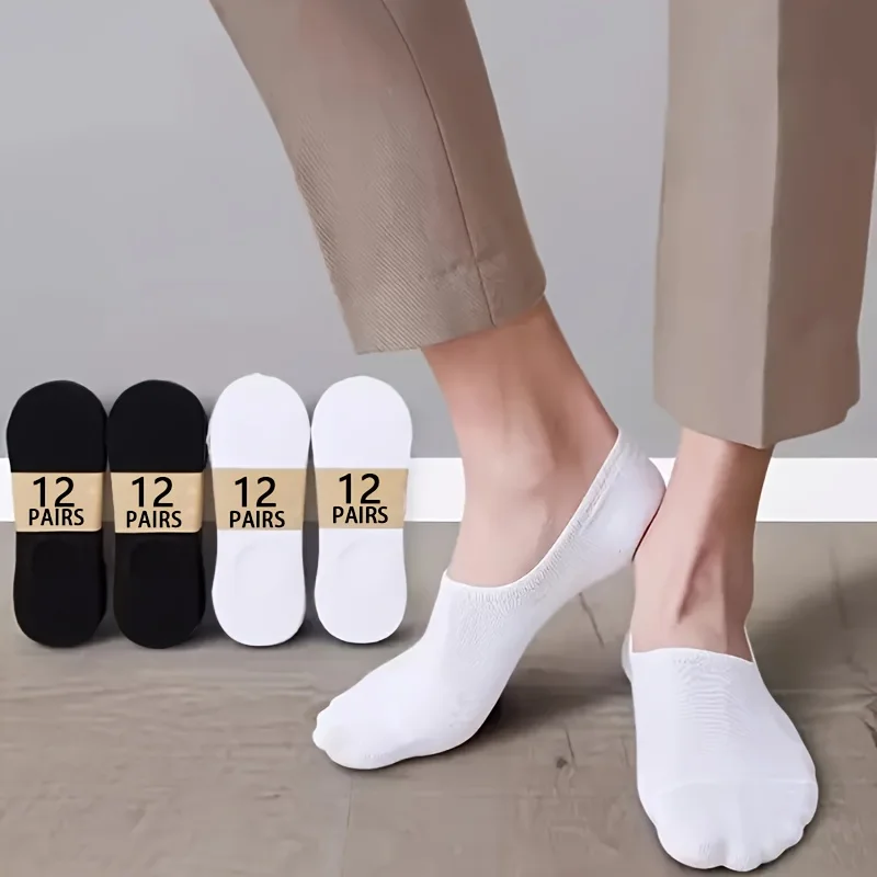 12 Pairs Men's Black White No-Show Socks Soft Comfortable Sweat-Absorbent Non-Slip Sock Women Gift
12 Pairs Men's Black White No-Show Socks Soft Comfortable Sweat-Absorbent Non-Slip Sock Women Gift