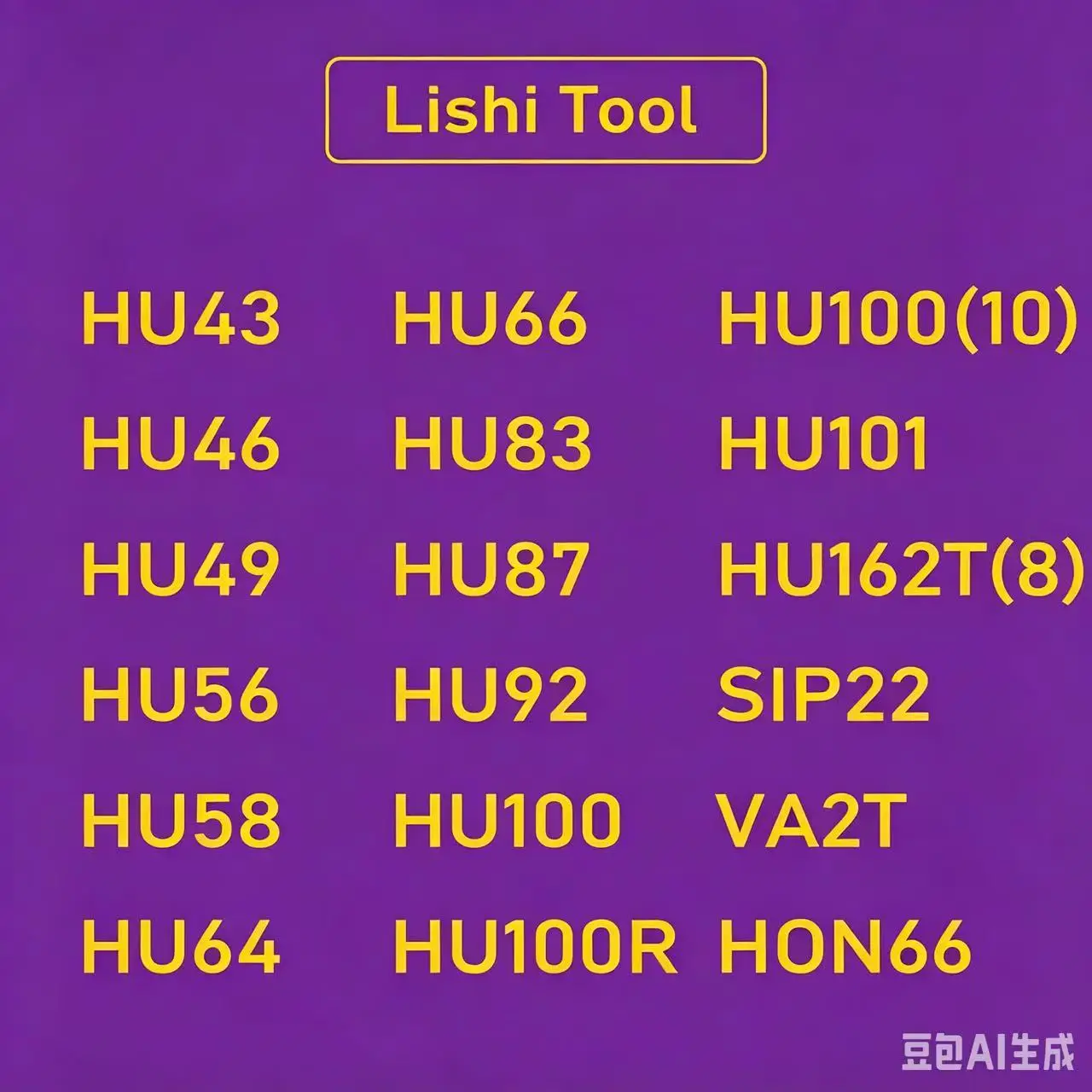 Lishi 2 in 1 Tool FOR HU43 HU46 HU49 HU56 HU58 HU64 HU100(10) HU66 HU83 HU101 HU162T(8) HU87 SIP22 HU92 HU100 VA2T HU100R HON66
Lishi 2 in 1 Tool FOR HU43 HU46 HU49 HU56 HU58 HU64 HU100(10) HU66 HU83 HU101 HU162T(8) HU87 SIP22 HU92 HU100 VA2T HU100R HON66