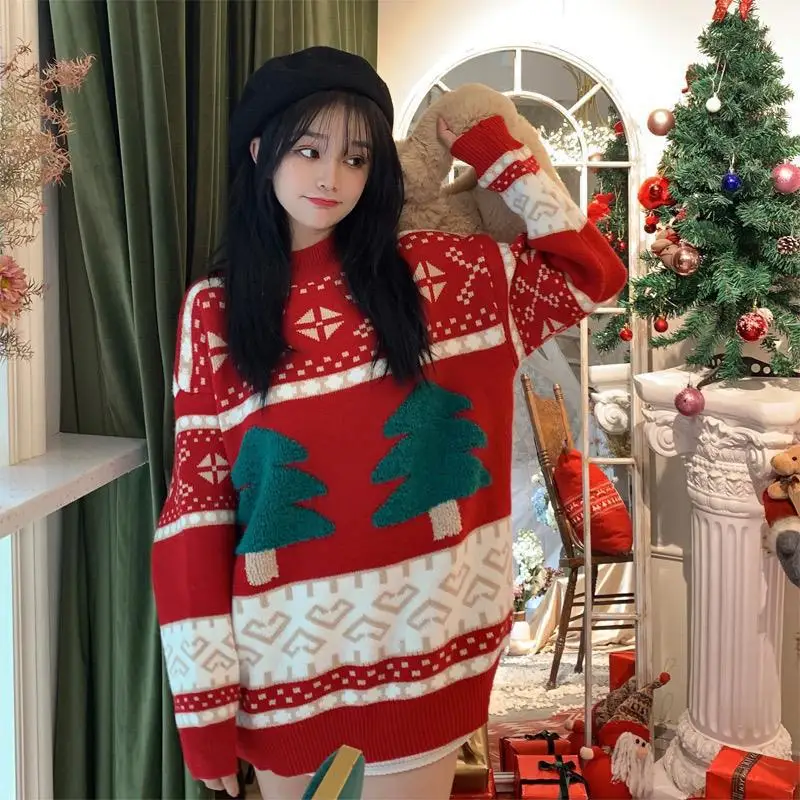 Autumn Winter Clothes Casual Cute Tree Pattern Warm Long Sleeve Pullover Street Wear Christmas Women Comfy Loose Sweaters
Autumn Winter Clothes Casual Cute Tree Pattern Warm Long Sleeve Pullover Street Wear Christmas Women Comfy Loose Sweaters