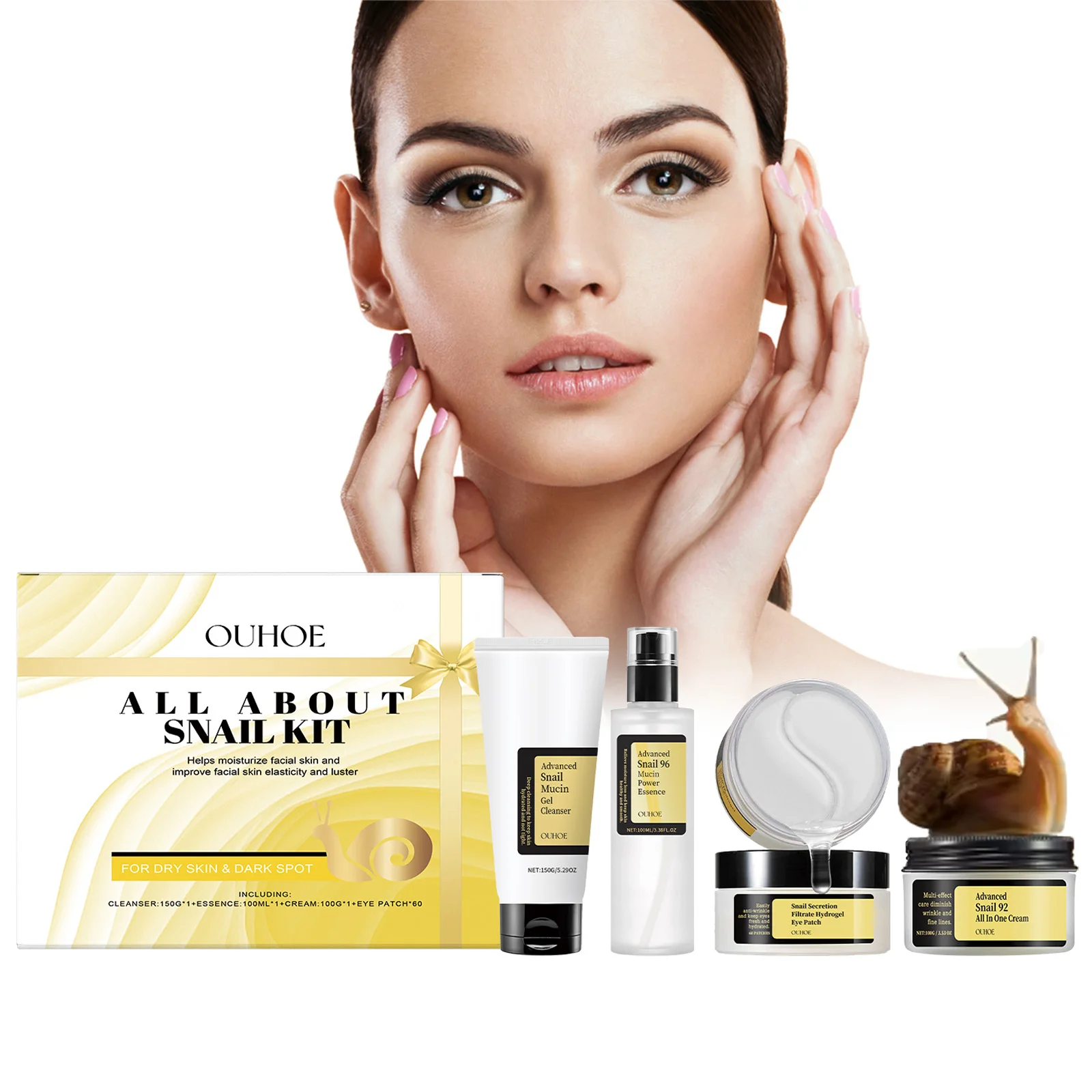 Snail Mucin 96 Skin Care Set Fade Fine Lines Wrinkles Repair Tighten Moisturizing Facial Smooth Brightening Facial Essence Set
Snail Mucin 96 Skin Care Set Fade Fine Lines Wrinkles Repair Tighten Moisturizing Facial Smooth Brightening Facial Essence Set
