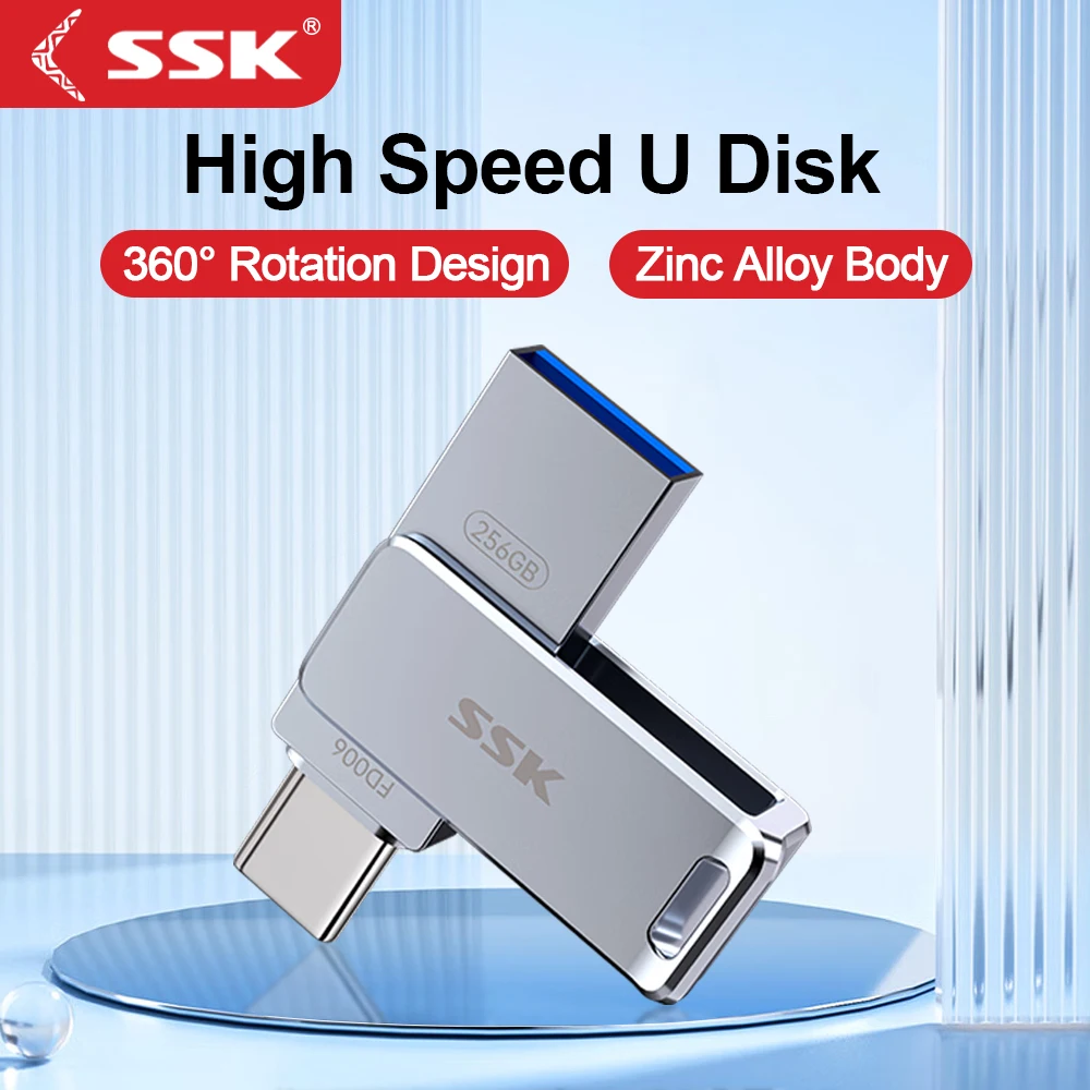 SSK Металлический USB 3.2 Pen Drive USB Stick Высокоскоростная передача Type-c 2-в-1 Портативный SSD Pendrive Cle U Disk Flash Drive Memoria 
SSK Металлический USB 3.2 Pen Drive USB Stick Высокоскоростная передача Type-c 2-в-1 Портативный SSD Pendrive Cle U Disk Flash Drive Memoria
