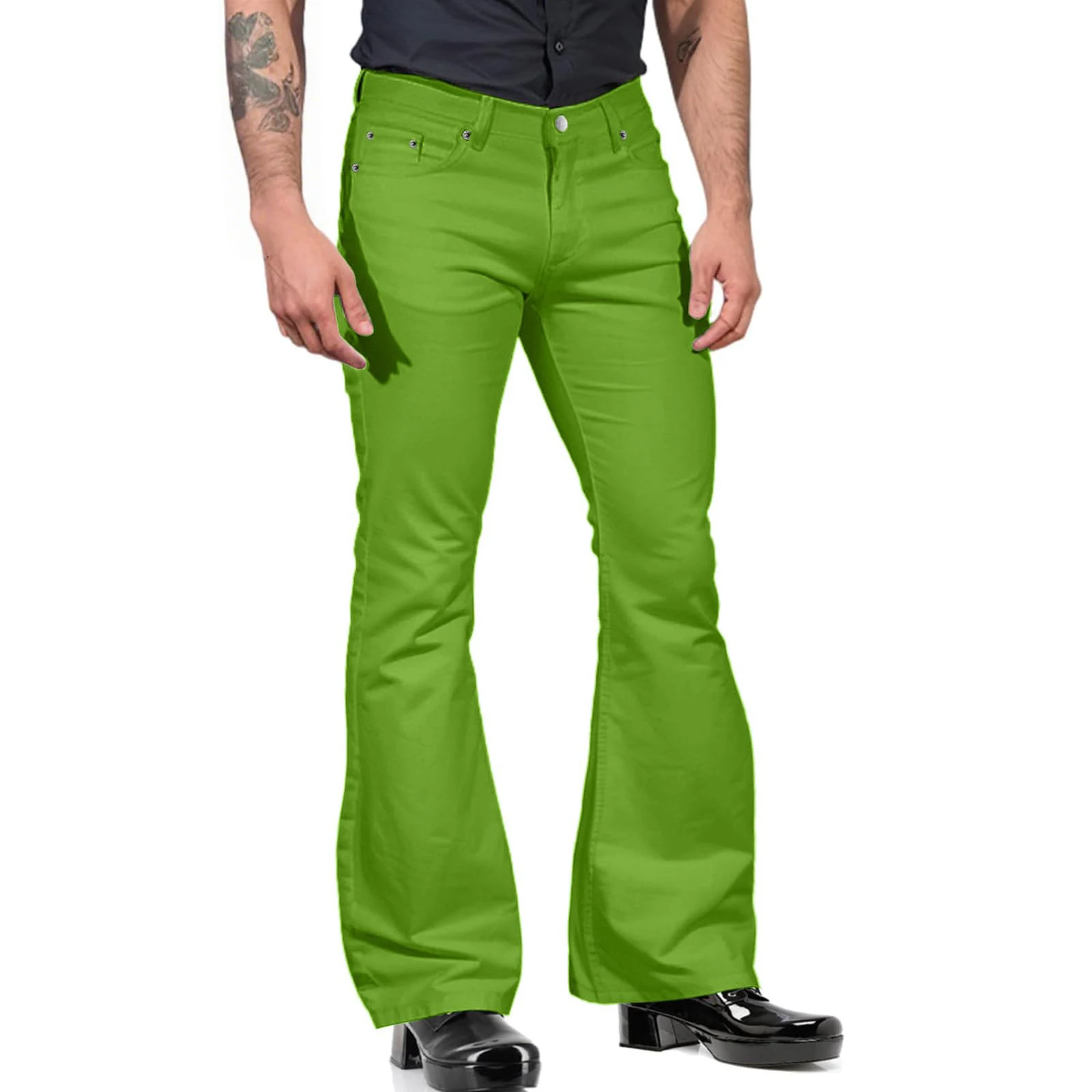 Fashion Men's Retro Flare Pants Solid Color Mid-rise Trousers Casual Classic 70s Men Bell Bottom Stretch Fit Classic Trousers
Fashion Men's Retro Flare Pants Solid Color Mid-rise Trousers Casual Classic 70s Men Bell Bottom Stretch Fit Classic Trousers