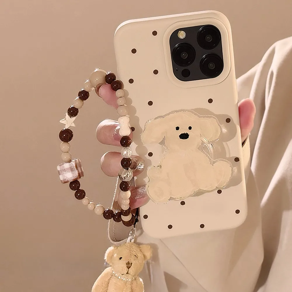 INS Cartoon Polka Dot with Puppy Holder Beaded Lanyard Case For iPhone 16 15 14 13 12 Pro Max Plus Shockproof Soft Cover
INS Cartoon Polka Dot with Puppy Holder Beaded Lanyard Case For iPhone 16 15 14 13 12 Pro Max Plus Shockproof Soft Cover