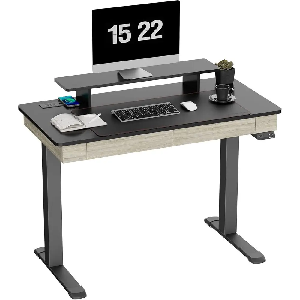 47 Dual Motor Electric Adjustable Standing Desk with Built-in Outlet, Oak Grey, Luxurious Home Office Furniture
47 Dual Motor Electric Adjustable Standing Desk with Built-in Outlet, Oak Grey, Luxurious Home Office Furniture