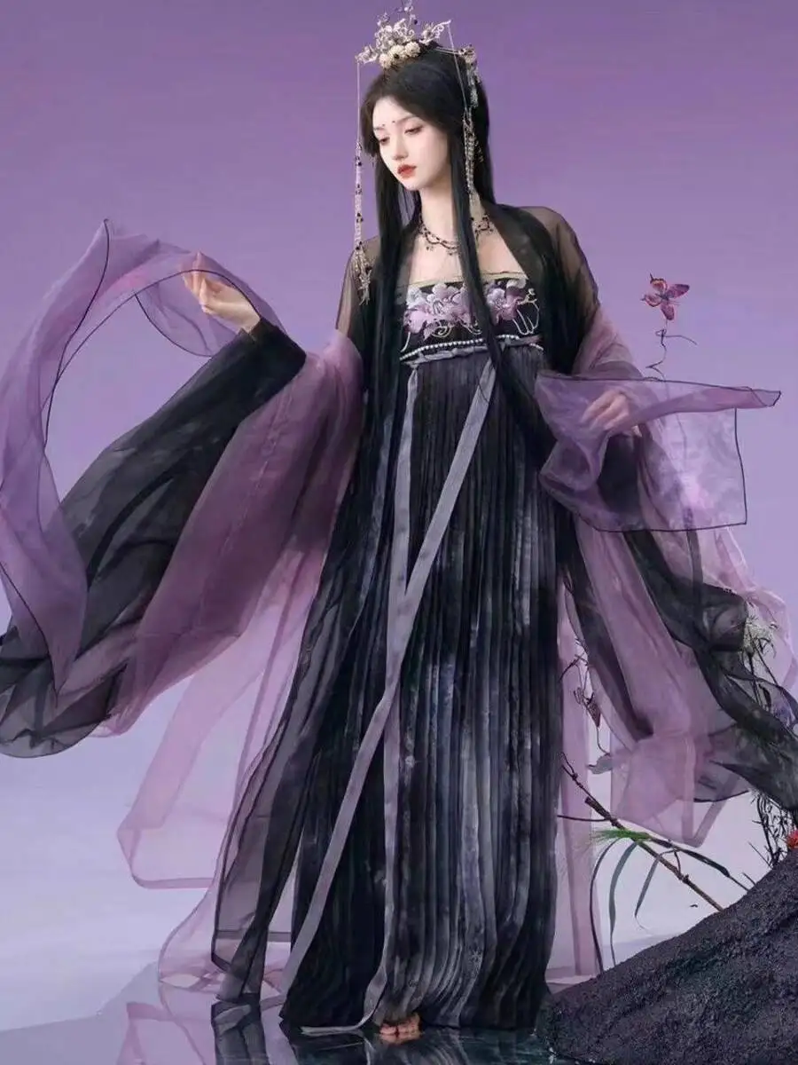 Китайская древняя династия Тан Ханфу, двойная камелия, фиолетовый, черный, тяжелая промышленность, вышитые китайские элементы, костюм феи для косплея
Китайская древняя династия Тан Ханфу, двойная камелия, фиолетовый, черный, тяжелая промышленность, вышитые китайские элементы, костюм феи для косплея