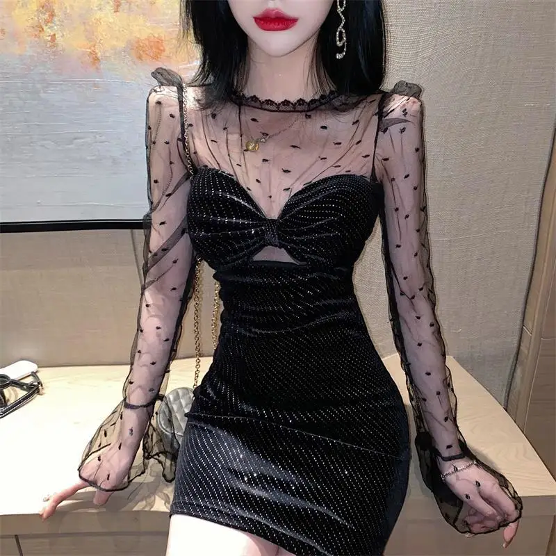 Slim Solid Color Interior Lapping Long Sleeve Pullovers Ladies Fashion Black 2023 New Sweet Sexy Hollow Out Women's Clothing
Slim Solid Color Interior Lapping Long Sleeve Pullovers Ladies Fashion Black 2023 New Sweet Sexy Hollow Out Women's Clothing
