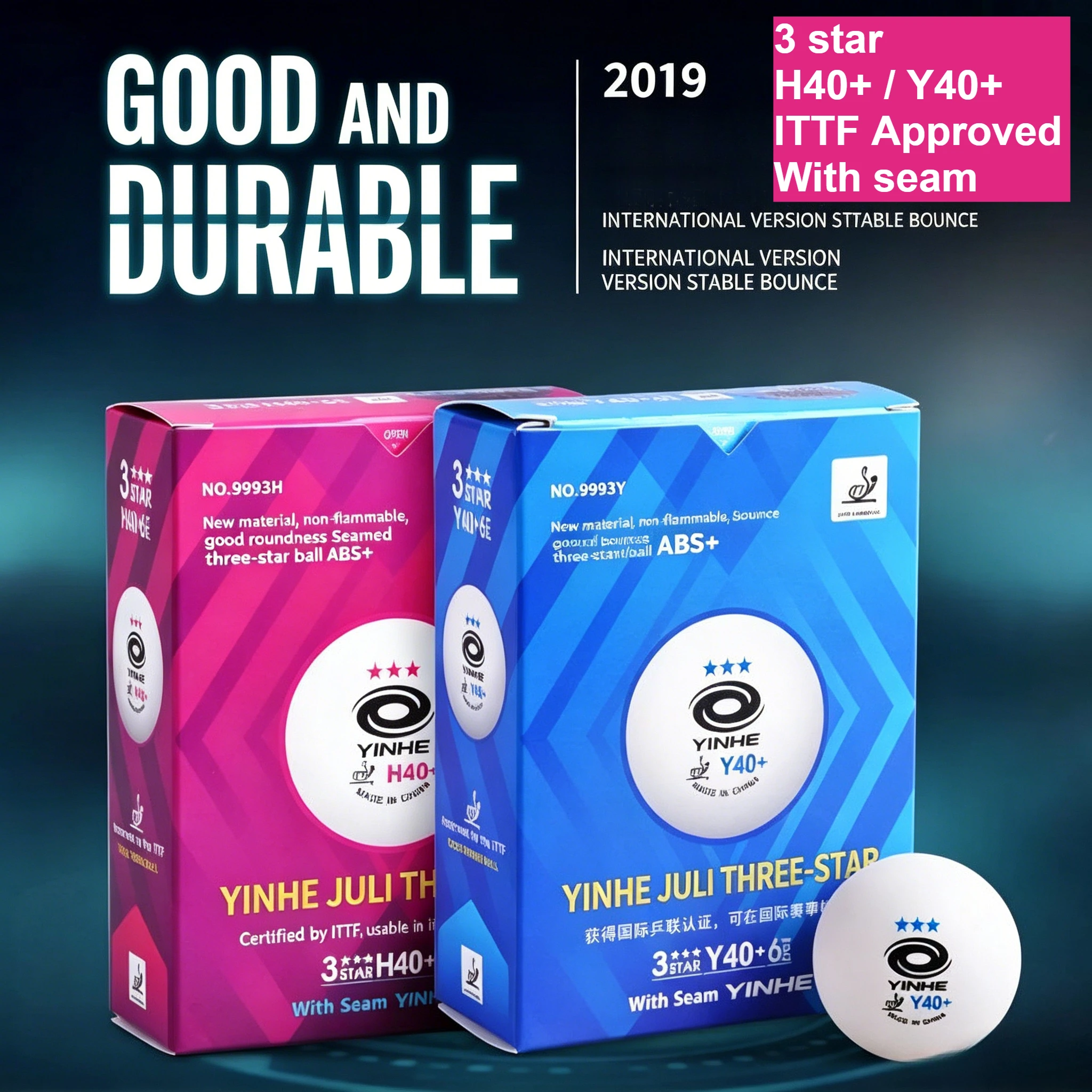 YINHE H40+/Y40+ Seamed Table Tennis Balls 3 Star ABS New Material Ping Pong Balls for Training ITTF Approved 6PCS Per Box
YINHE H40+/Y40+ Seamed Table Tennis Balls 3 Star ABS New Material Ping Pong Balls for Training ITTF Approved 6PCS Per Box