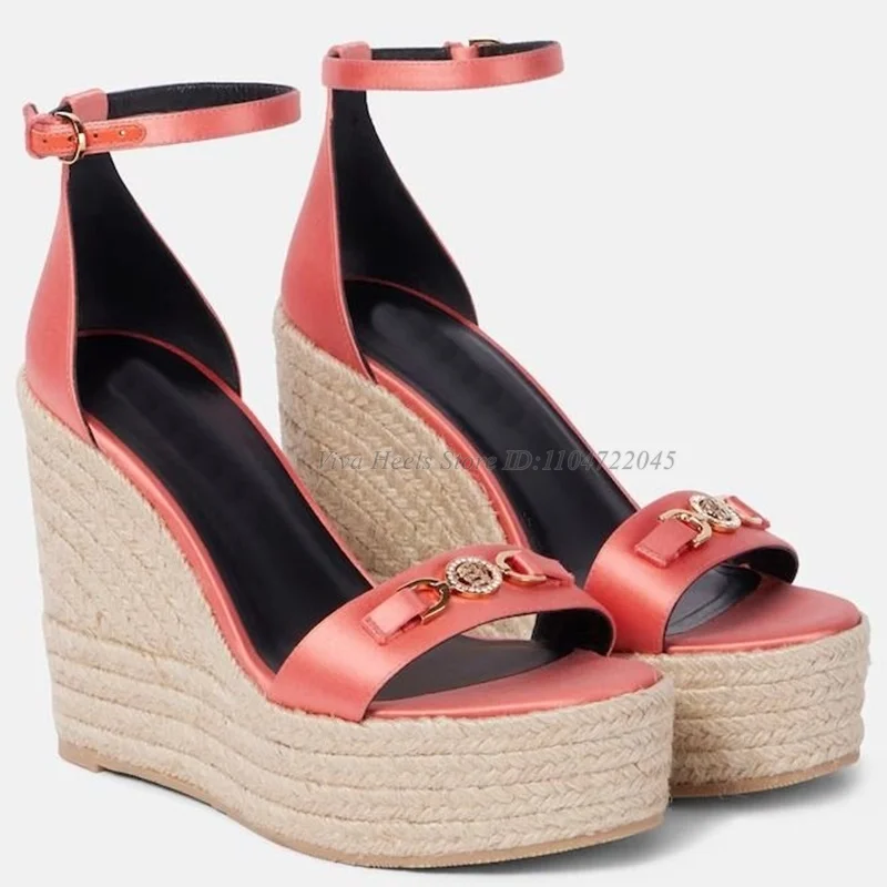 Metal Buckled Embellished Leather Espadrille Wedge Sandals Ankle Strap Women's Summer Soft High Heels Luxury Designer Shoes
Metal Buckled Embellished Leather Espadrille Wedge Sandals Ankle Strap Women's Summer Soft High Heels Luxury Designer Shoes