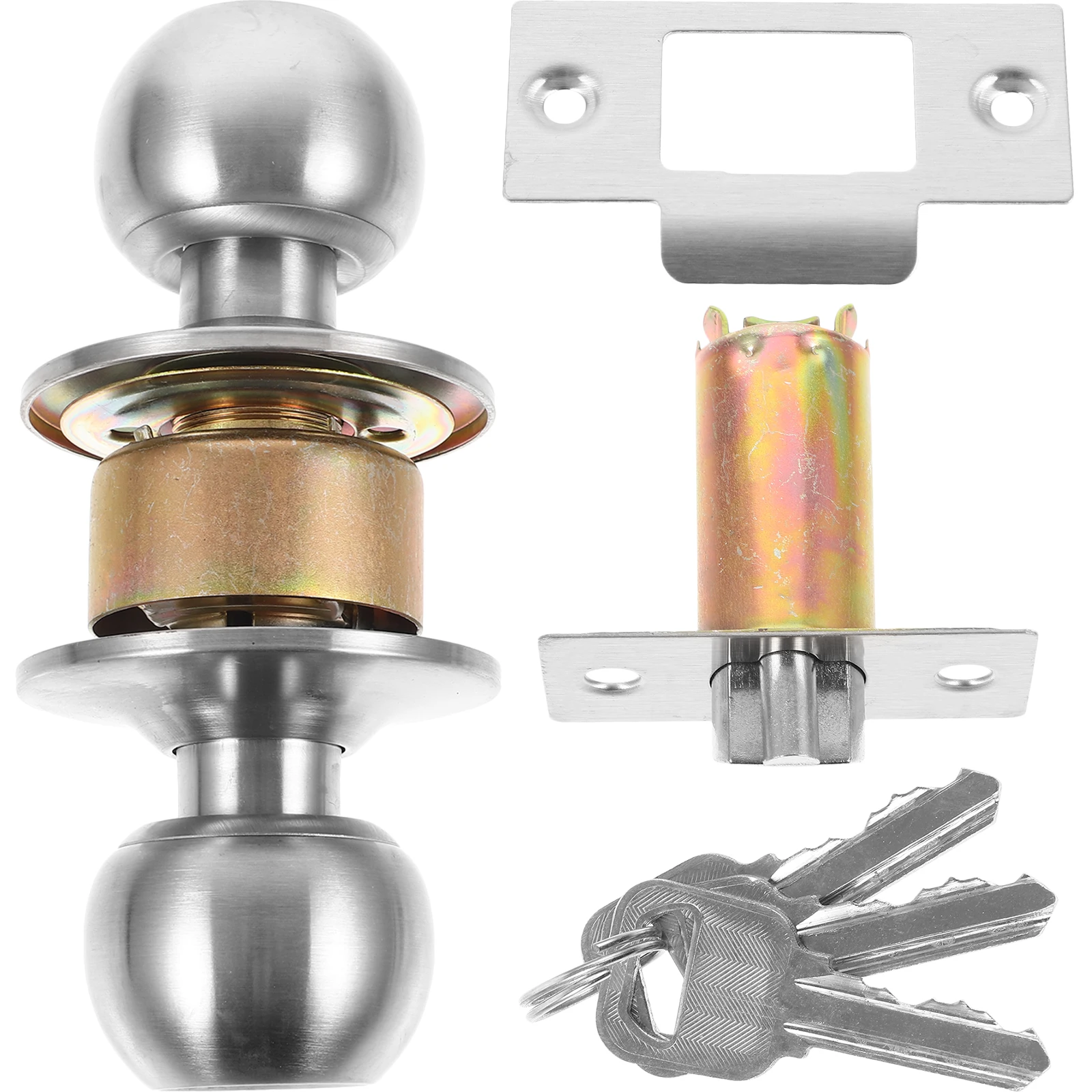 Stainless Steel Lock 70# Keys Spherical Door Knob for Bedroom Stainless Steel Knob Lock Wooden Doors Easy Install
Stainless Steel Lock 70# Keys Spherical Door Knob for Bedroom Stainless Steel Knob Lock Wooden Doors Easy Install