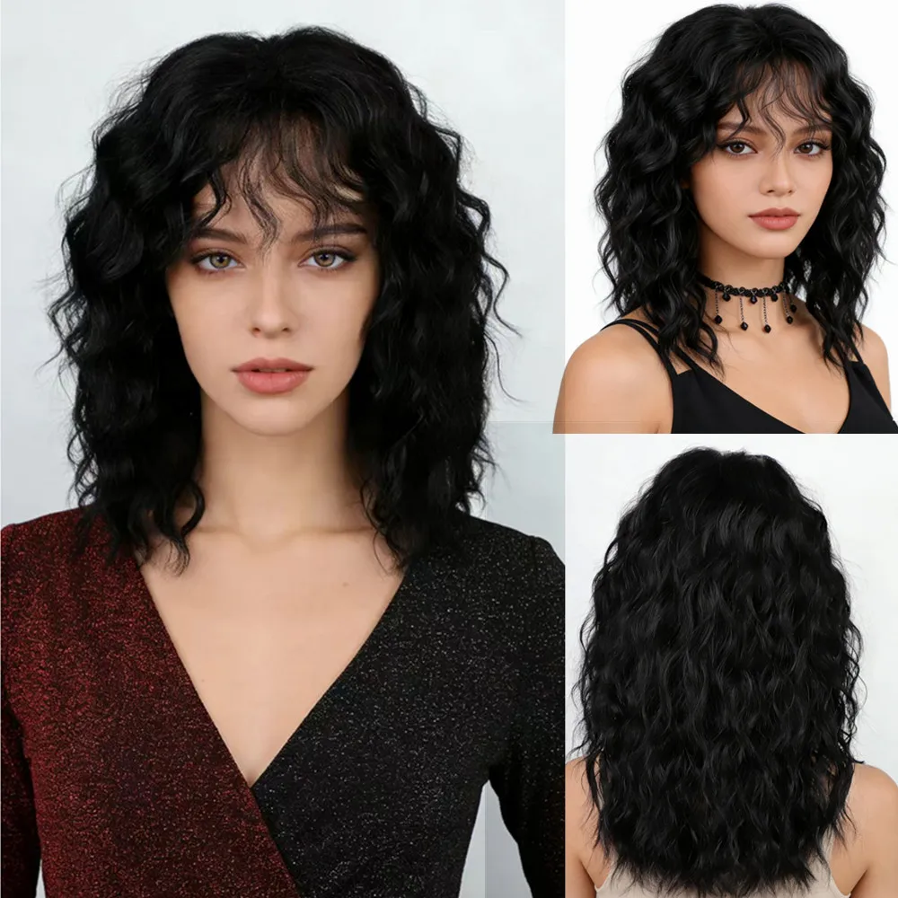 Black Medium Length Curly Wig for Women Synthetic Natural Wavy Hair with Bangs Heat Resistant Daily Party Wig
Black Medium Length Curly Wig for Women Synthetic Natural Wavy Hair with Bangs Heat Resistant Daily Party Wig