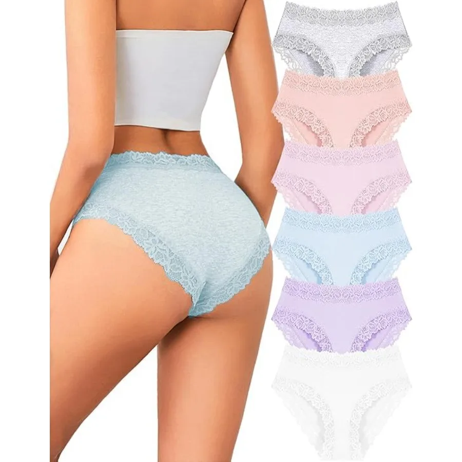 ALL OF SHE Womens Cotton Underwear Cheeky Bikini Panties Sexy Lace Briefs Soft Stretch Lingerie for Ladies Underwear Pack 6
ALL OF SHE Womens Cotton Underwear Cheeky Bikini Panties Sexy Lace Briefs Soft Stretch Lingerie for Ladies Underwear Pack 6