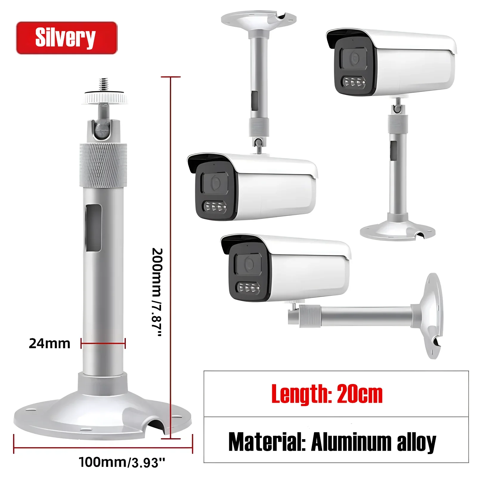 Silver/Black/White CCTV Camera Mounting Bracket 360° Adjustable Aluminum Surveillance Security Camera Wall Mount Camera Support
Silver/Black/White CCTV Camera Mounting Bracket 360° Adjustable Aluminum Surveillance Security Camera Wall Mount Camera Support