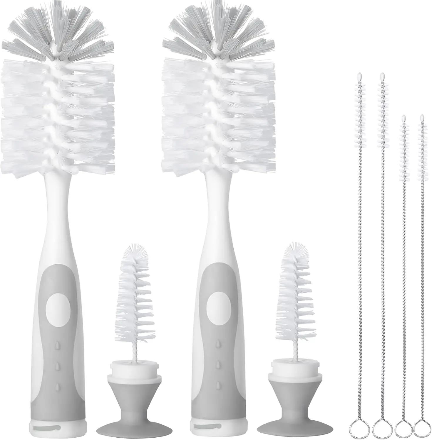 2 Pack Baby Bottle Brush with 4 Straw Brushes, Nipple Cleaner & Suction Cup Stand, 10.2" Nylon, BPA Free
2 Pack Baby Bottle Brush with 4 Straw Brushes, Nipple Cleaner & Suction Cup Stand, 10.2" Nylon, BPA Free