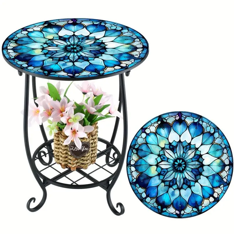 14 Inch Round Metal Outdoor Side Table - Mandala Flower Mosaic Design Vintage Style for Patio, Garden, Porch, Living Room and Bedroom - Weather Resistant and Waterproof Easy to Assemble, Woodless Small Outdoor Coffee Table, Nested Tables
14 Inch Round Metal Outdoor Side Table - Mandala Flower Mosaic Design Vintage Style for Patio, Garden, Porch, Living Room and Bedroom - Weather Resistant and Waterproof Easy to Assemble, Woodless Small Outdoor Coffee Table, Nested Tables