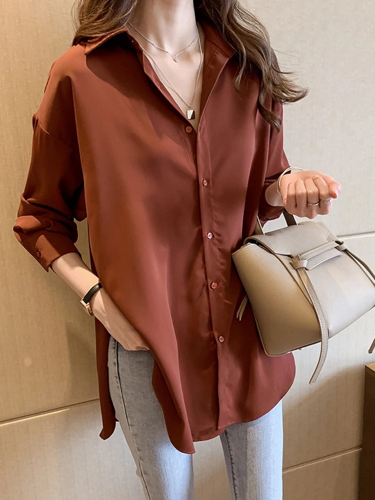 Брендовая однотонная шифоновая блузка для женщин, весна-осень, большие размеры, модный топ миди с длинными рукавами на пуговицах, корейская версия, прямой крой
Брендовая однотонная шифоновая блузка для женщин, весна-осень, большие размеры, модный топ миди с длинными рукавами на пуговицах, корейская версия, прямой крой