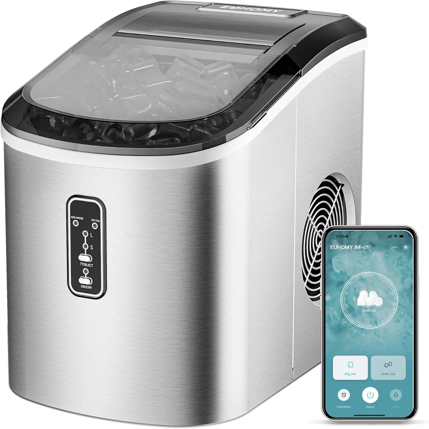 Portable Countertop Ice Maker, 26lbs in 24 Hours, 9 Cubes in 8 Minutes, Self-Cleaning with Scoop and Basket
Portable Countertop Ice Maker, 26lbs in 24 Hours, 9 Cubes in 8 Minutes, Self-Cleaning with Scoop and Basket