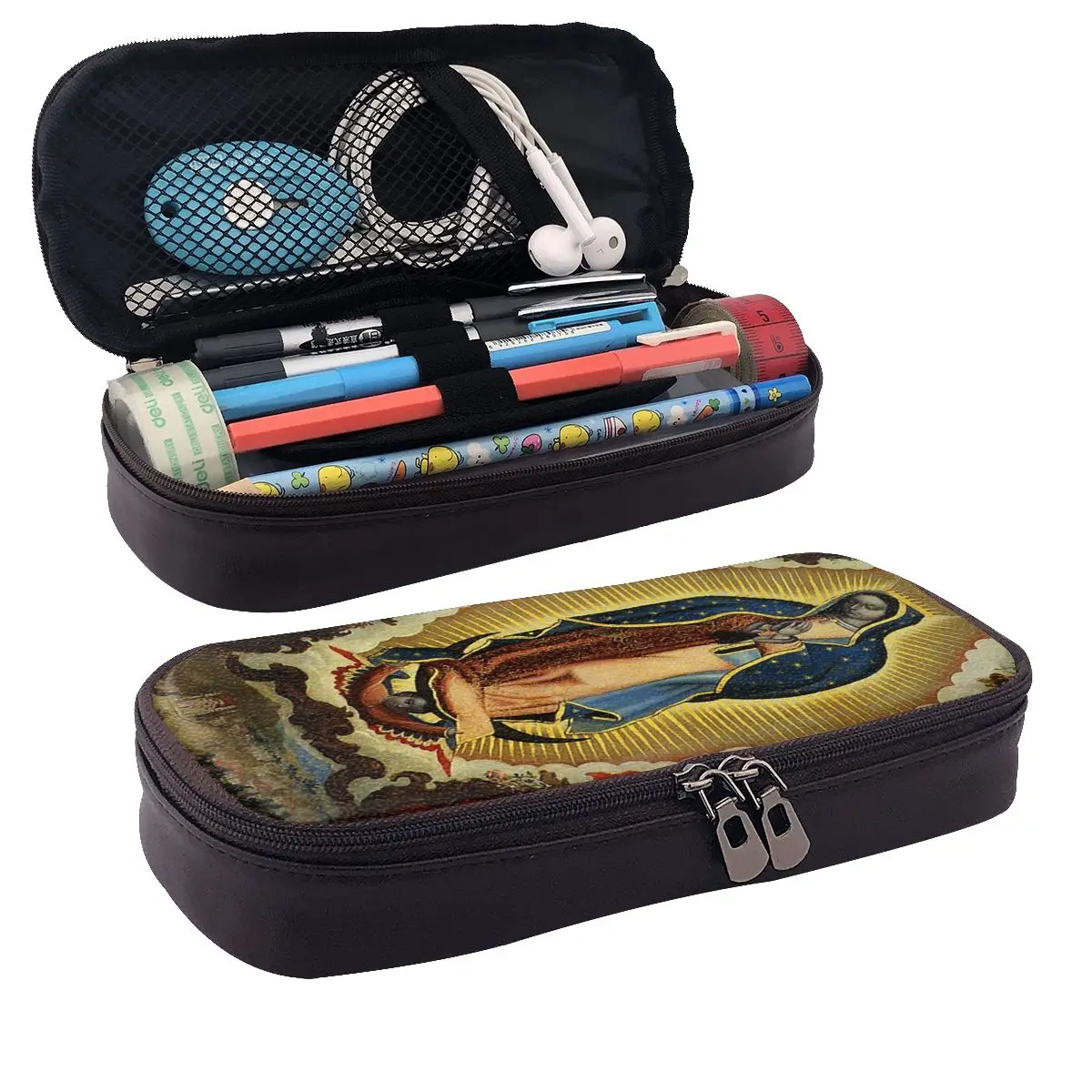 Virgin Mary Of Guadalupe Mexico Catholic Saint Leather Pencil Cases Pen Holder Storage Pen Box Pencil Bag for Boy Girl School
Virgin Mary Of Guadalupe Mexico Catholic Saint Leather Pencil Cases Pen Holder Storage Pen Box Pencil Bag for Boy Girl School