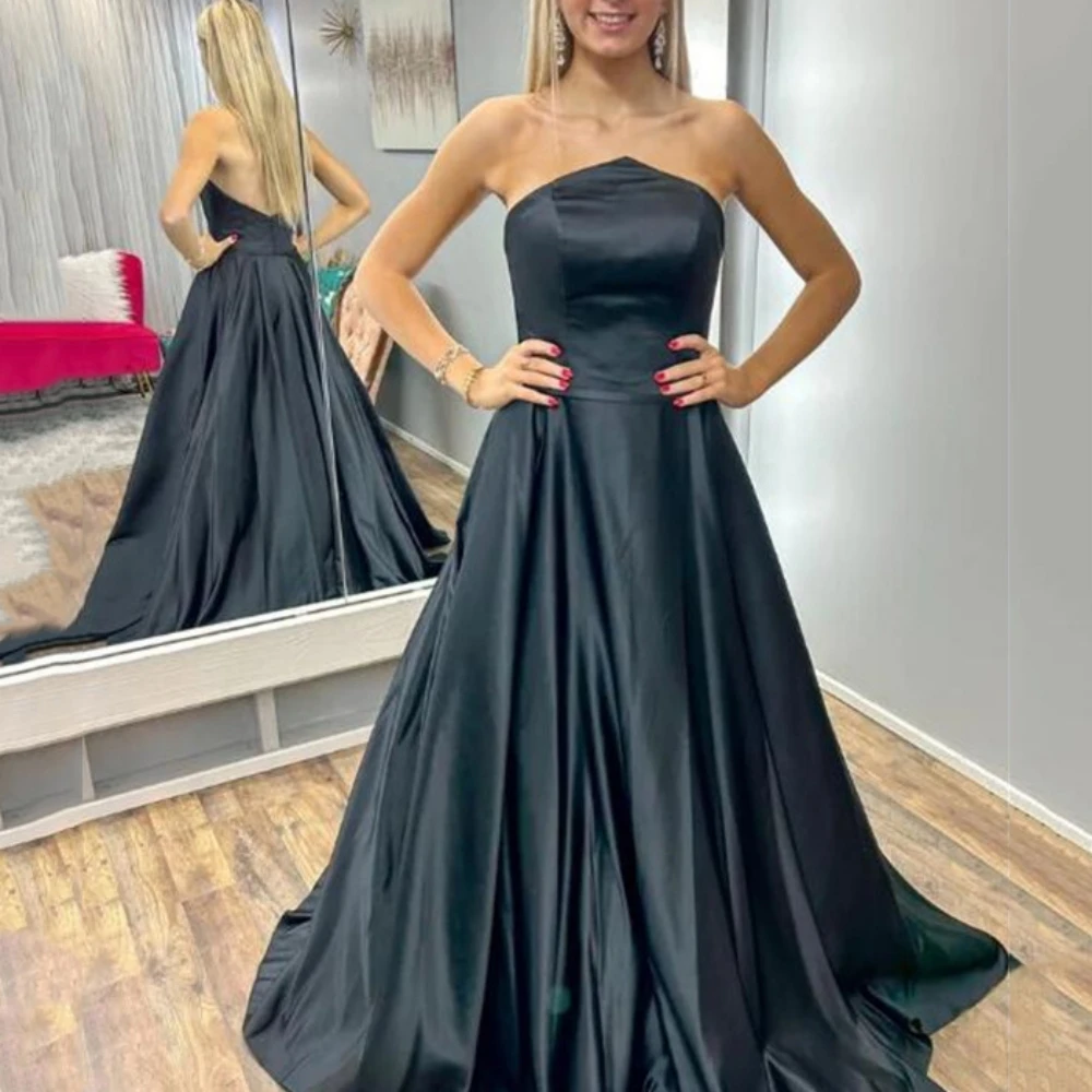 Simple Prom Dress For Women Strapless Backless Elegant Evening Gowns A Line Floor Length Party Dresses فساتين السهرة
Simple Prom Dress For Women Strapless Backless Elegant Evening Gowns A Line Floor Length Party Dresses فساتين السهرة