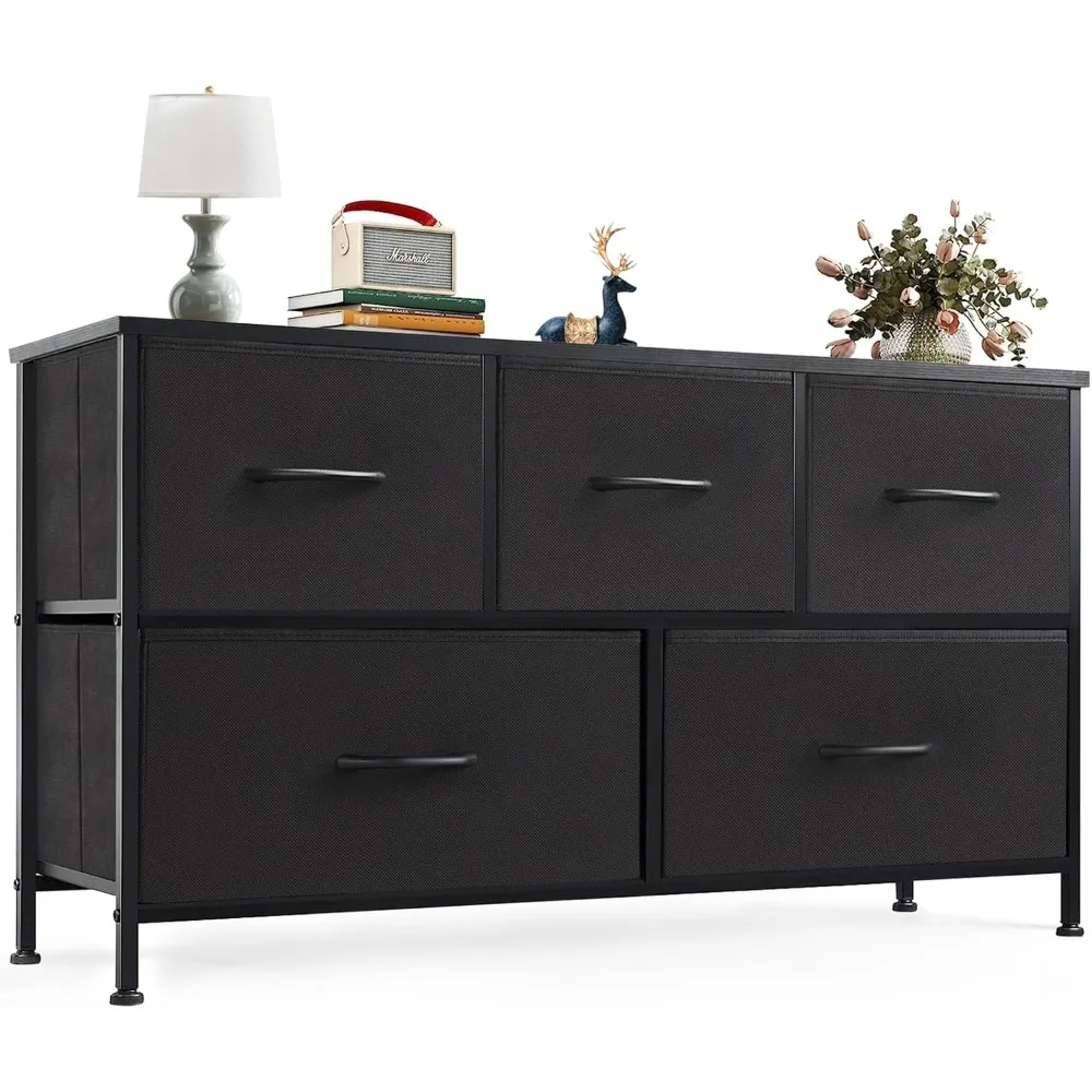 Dresser for Bedroom with 5 Drawers, Wide Chest of Drawers, Fabric Bedroom Dresser with Drawer Organizer, Living Room, Hallway
Dresser for Bedroom with 5 Drawers, Wide Chest of Drawers, Fabric Bedroom Dresser with Drawer Organizer, Living Room, Hallway
